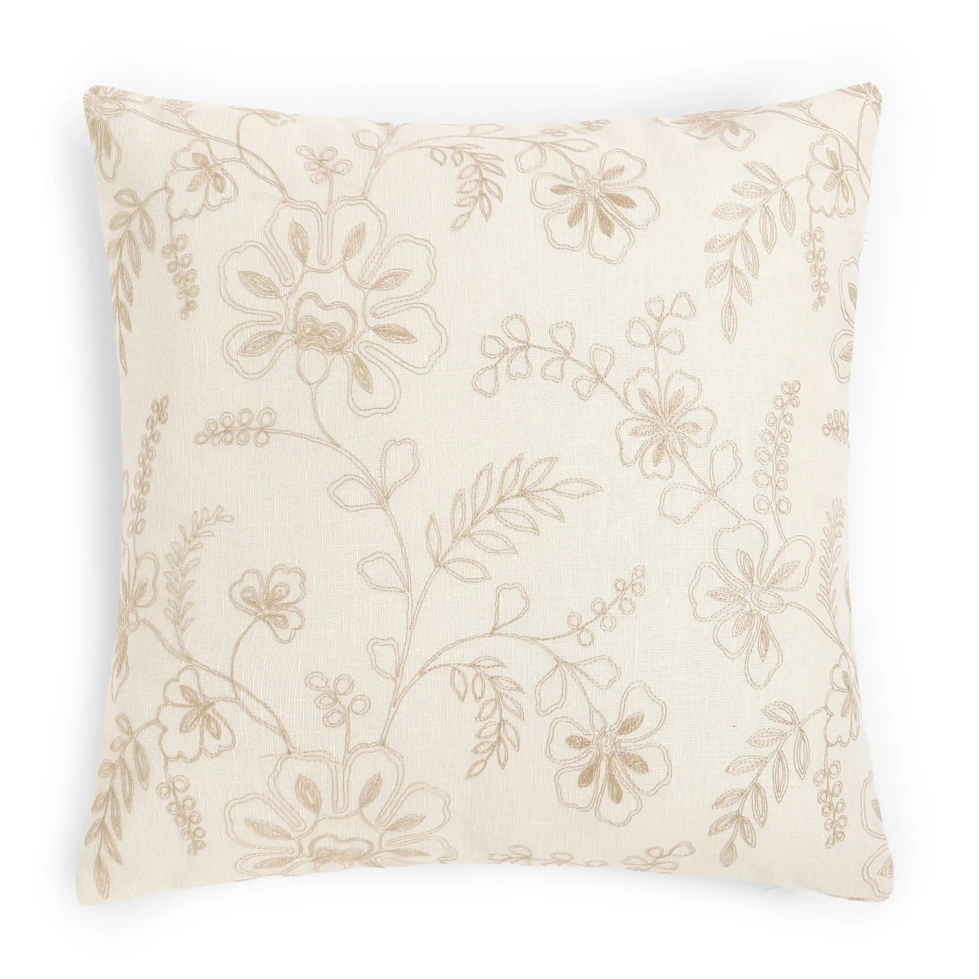 Vissencia Embroidered Cushion Cover | Floral Threads Earthen Relic / Cushion Cover (41cm x 41cm)