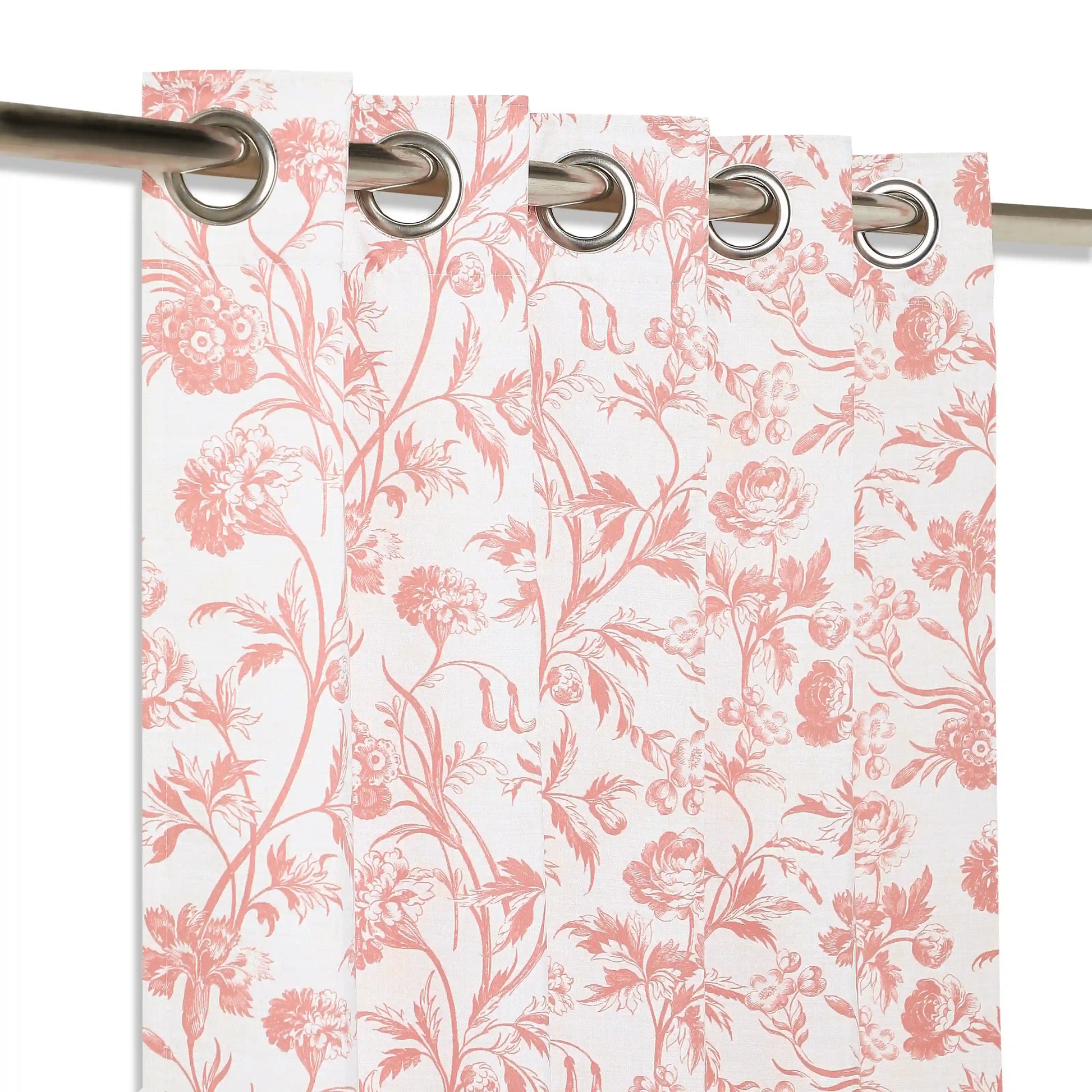 Bloomshire Classic Set Of 2 Printed Readymade Curtains | Shadow Bloom Smoky Rouge / Window (5ft X 4.4ft)