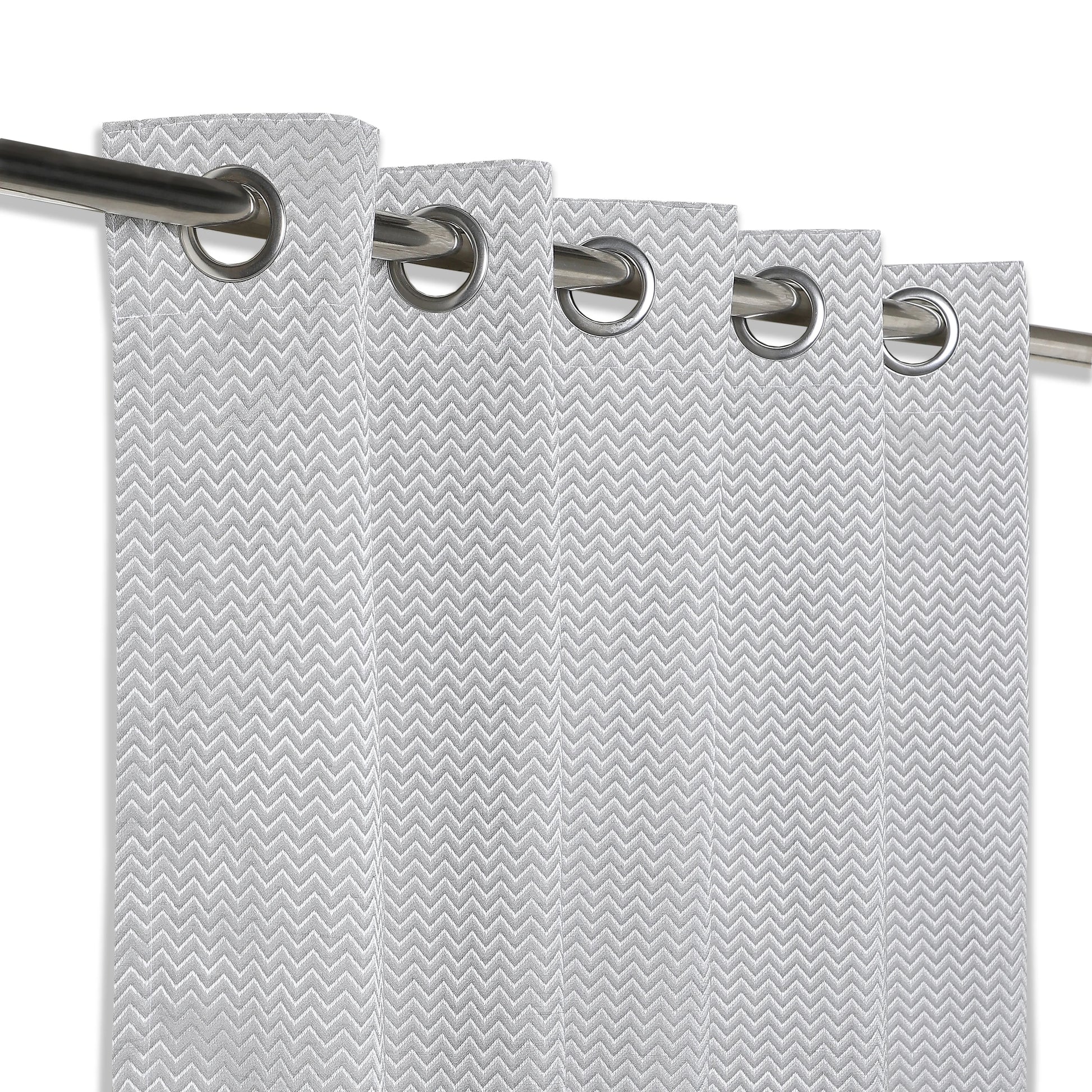 De Jacquard - Classic Set Of 2 Jacquard Readymade Curtains | Endless Chevron Mink / Door (7ft X 4.4ft)