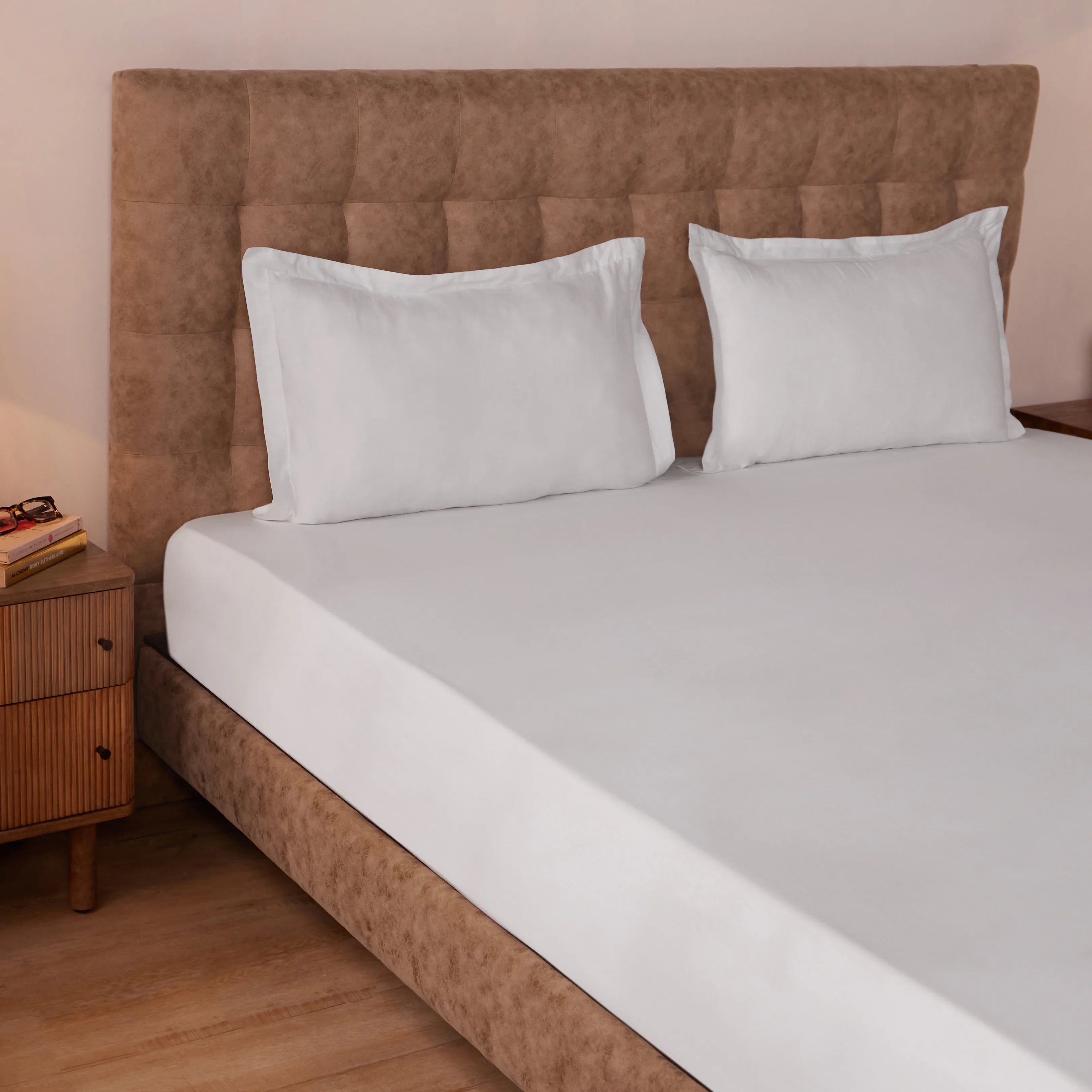 Paleto 100% Cotton Fitted Sheet Set White / Queen