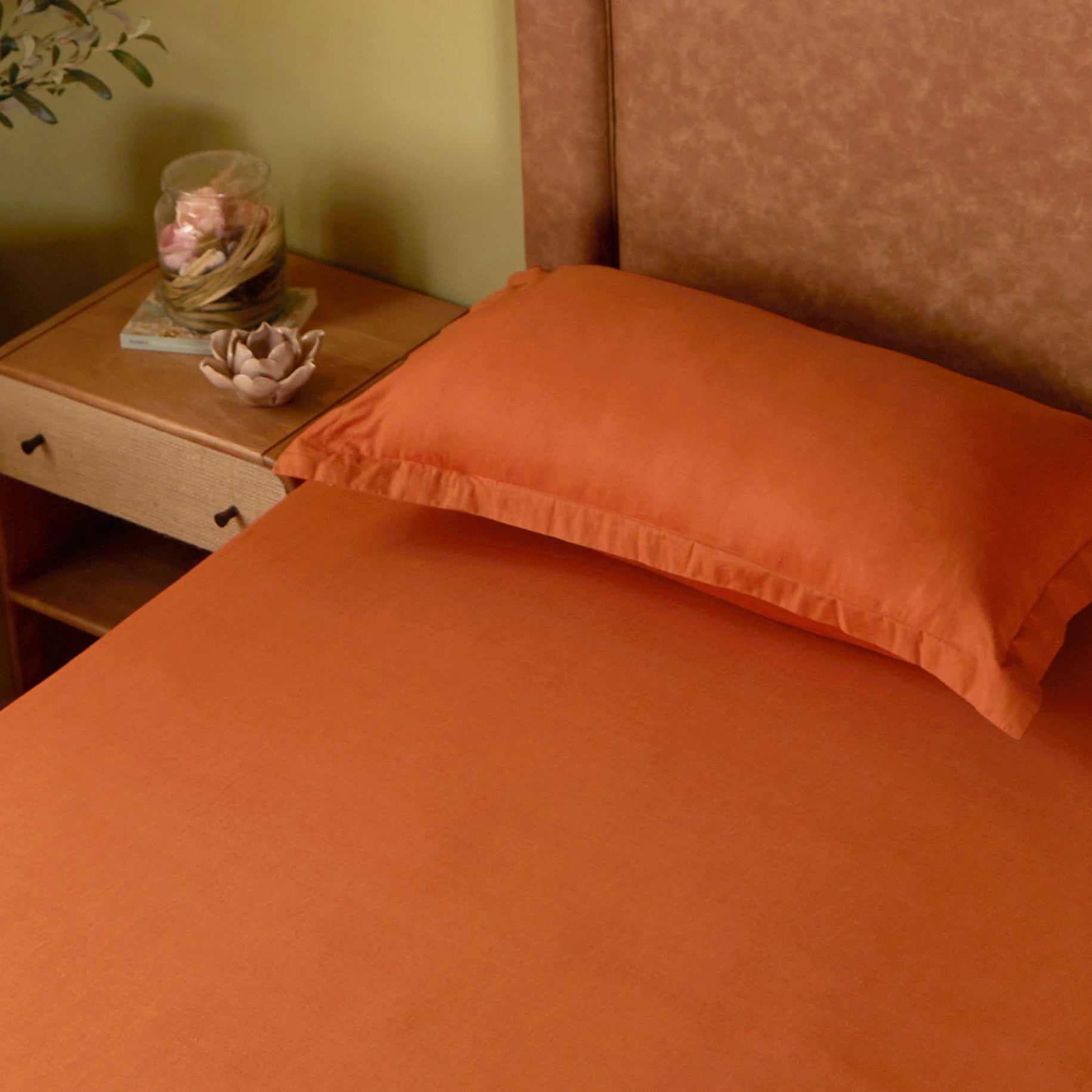 Paleto | Everyday Hues Solid Dyed Cotton Bedsheet Set-Rust Rust / Single