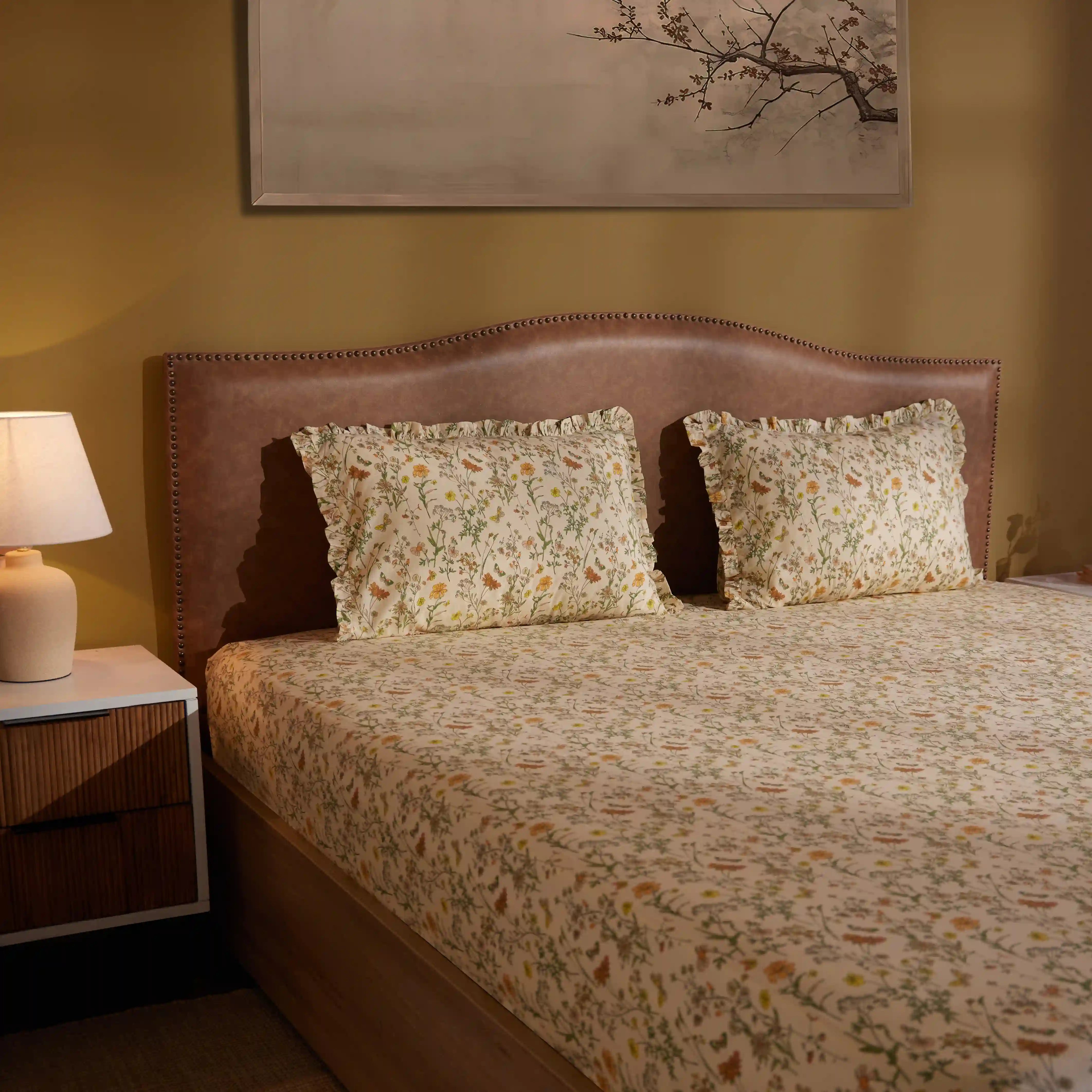 Bloomshire Luxe 100% Cotton Bedsheet Set Mustard / Super King