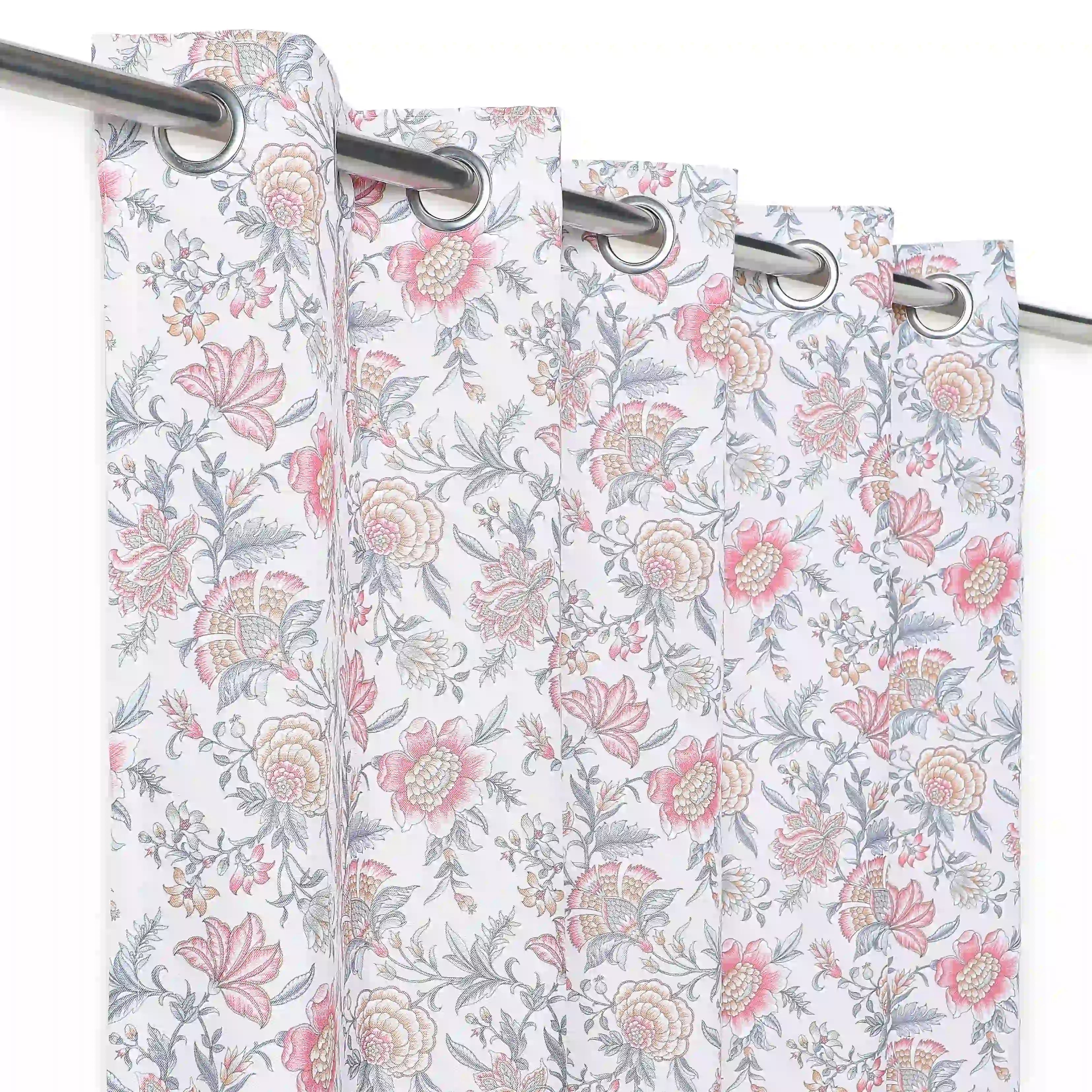Chippa Lane Set Of 2 Printed Readymade Curtains | Chintz Affair Dusty Rose / Window (5ft X 4.4ft)