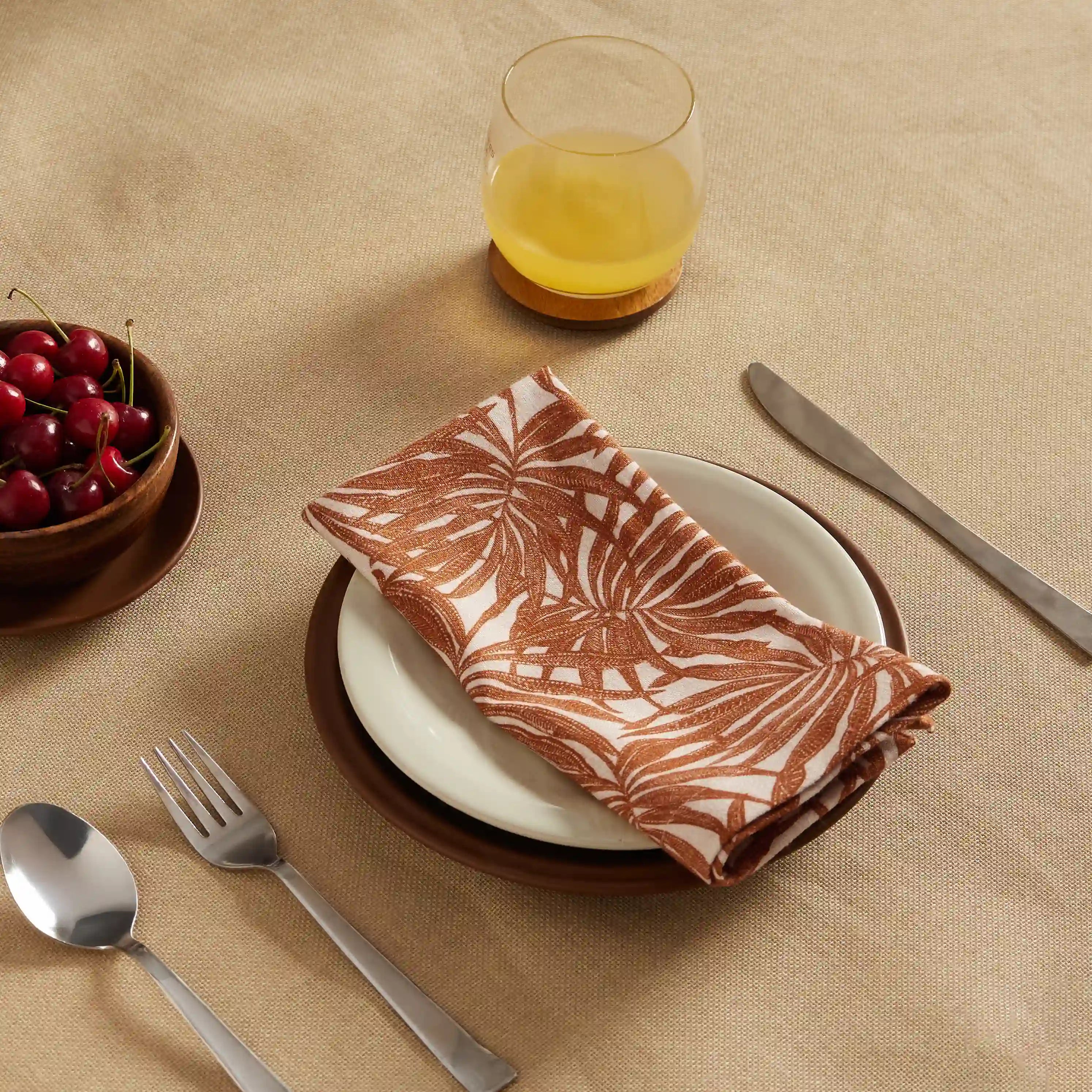 Nonna's Home 100% Cotton Table Napkin Set Coppery Ferns / Pack of 4