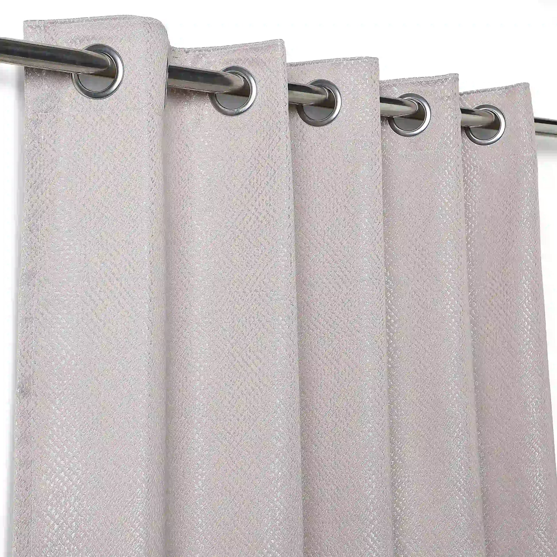 De Jacquard - Luxe Set Of 2 Jacquard Readymade Curtains | Natural Imprint Dusky Lilac / Door (7ft X 4.4ft)