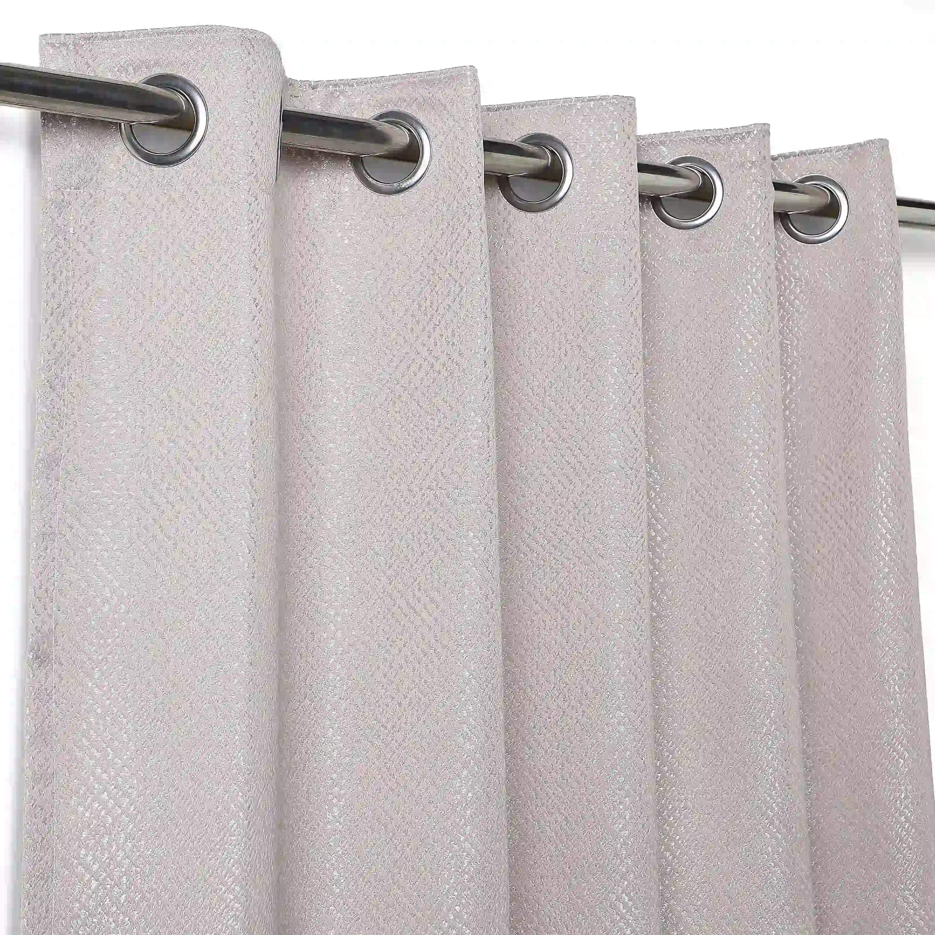 De Jacquard - Luxe Set Of 2 Jacquard Readymade Curtains | Natural Imprint Dusky Lilac / Door (7ft X 4.4ft)