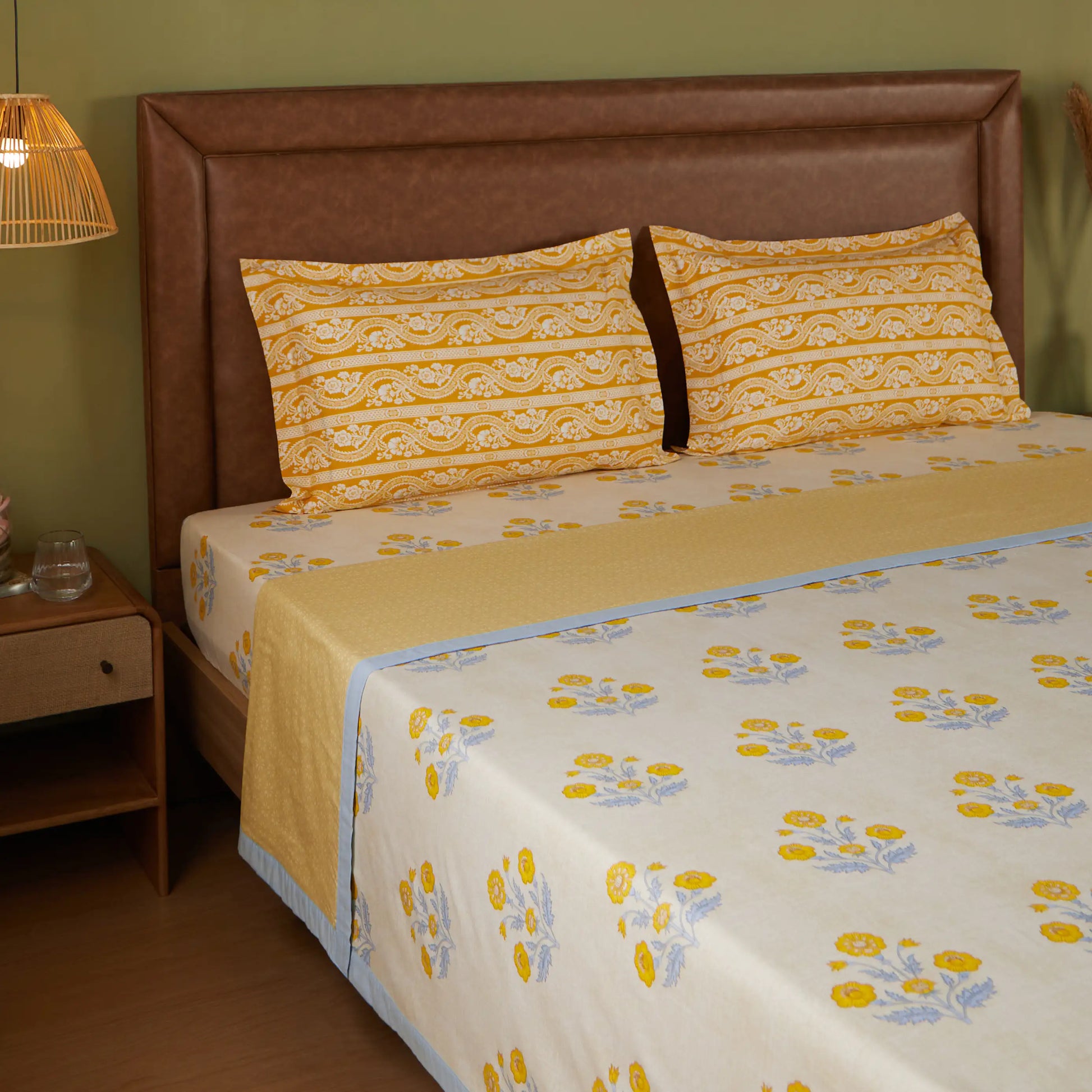 Chippa Lane | Contemporary Indian Print Design Reversible Dohar with Super Soft Flannel Layering-Ochre Ochre / Double