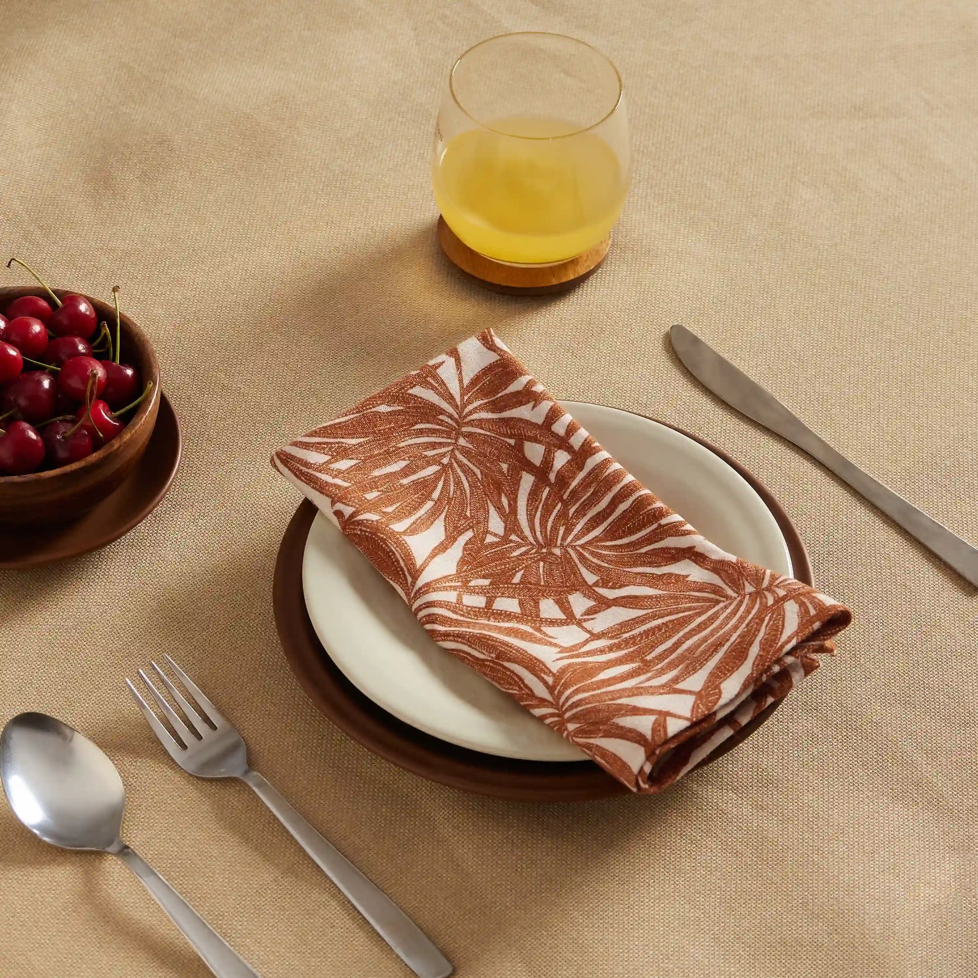 Nonna's Home 100% Cotton Table Napkin Set Coppery Ferns / Pack of 6