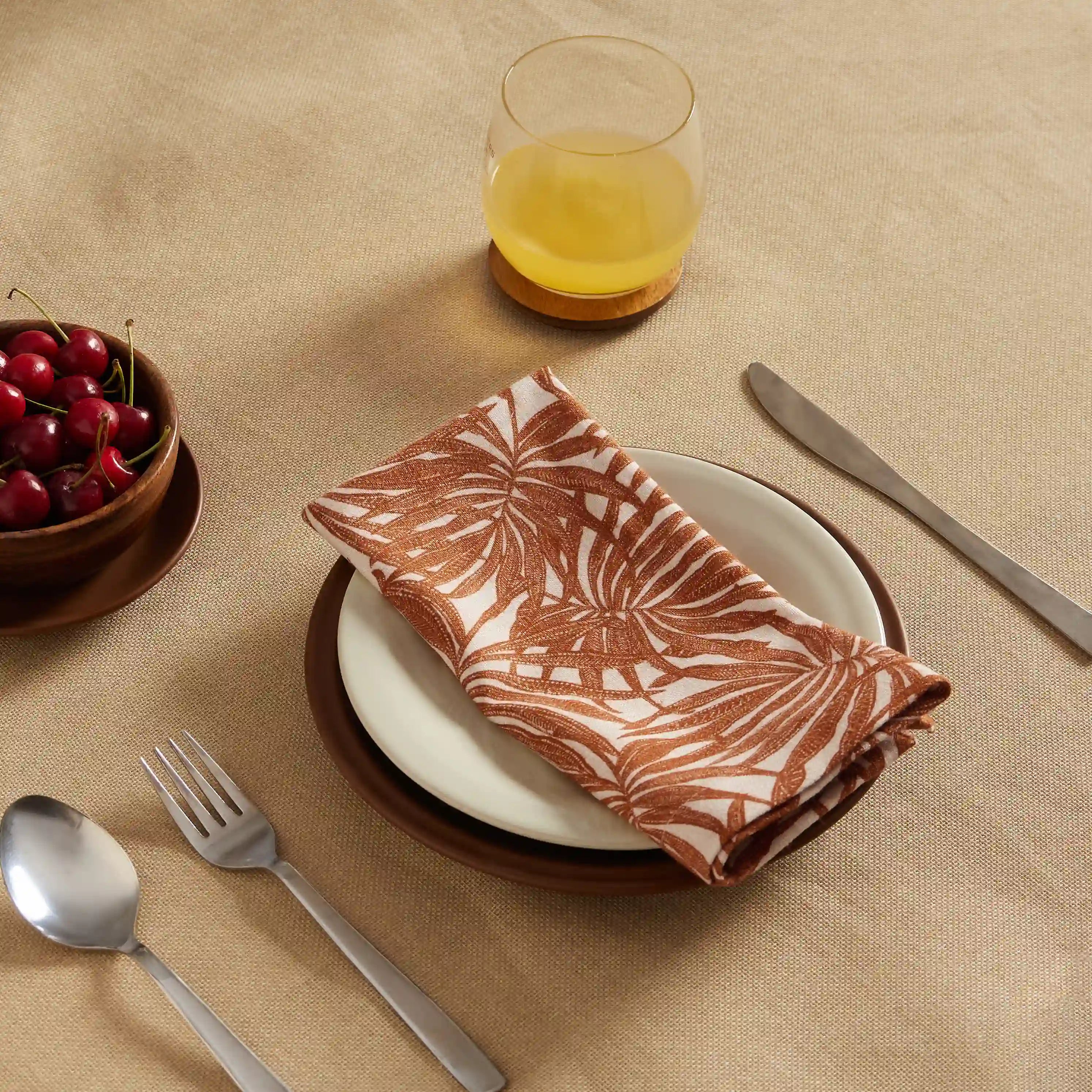 Nonna's Home 100% Cotton Table Napkin Set Coppery Ferns / Pack of 6