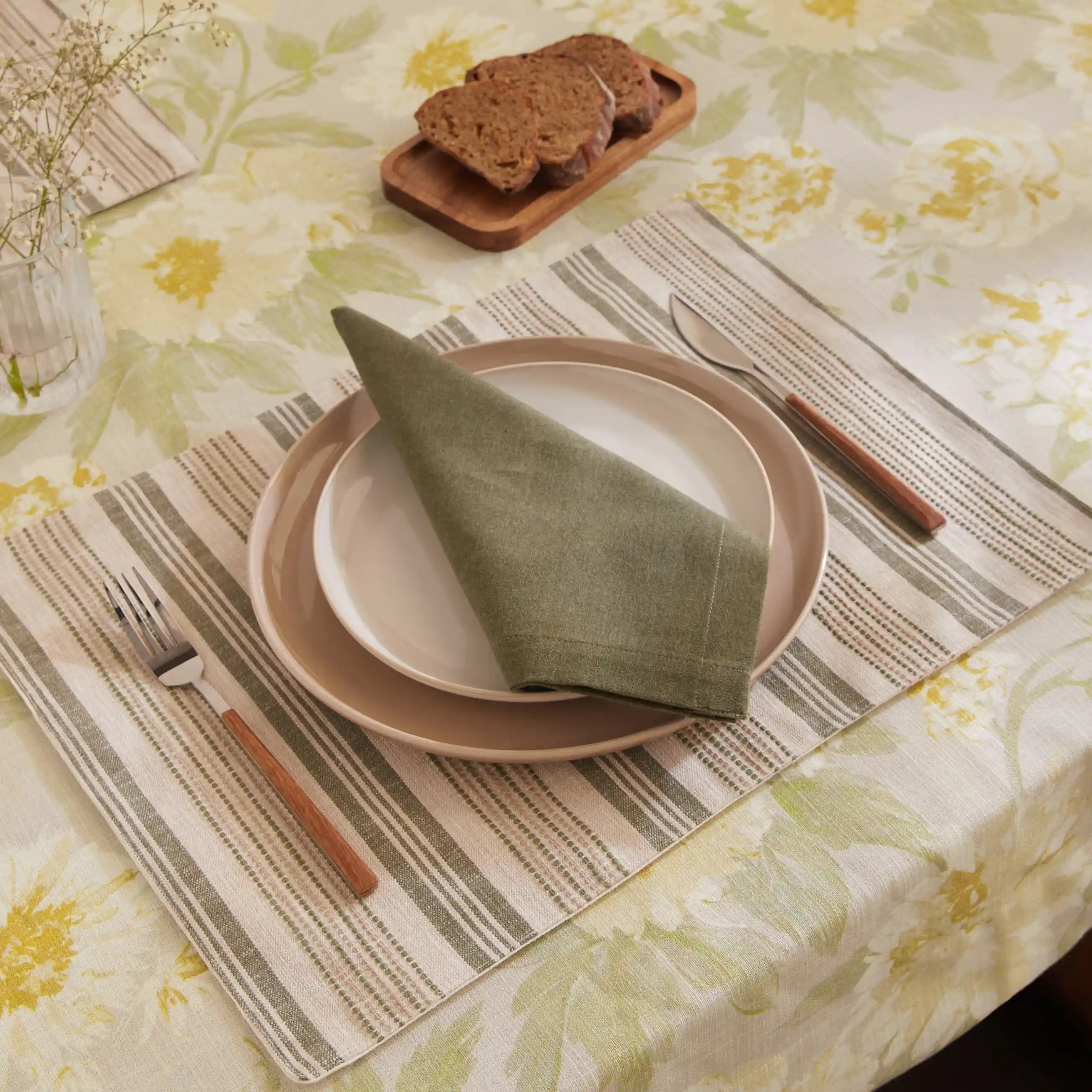 Kaleida Cotton-Polyester Blend Table Cloth Ochre Origins-Floral / Table Cloth (150cm x 200cm)