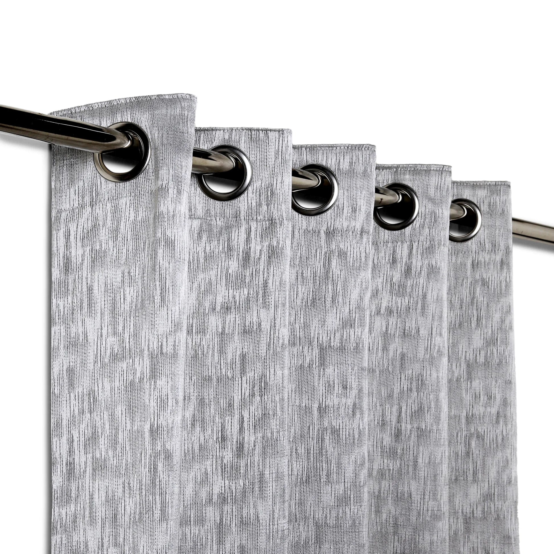 De Jacquard - Classic Set Of 2 Jacquard Readymade Curtains | Urban Melange Ash / Door-XL (9ft X 4.4ft)