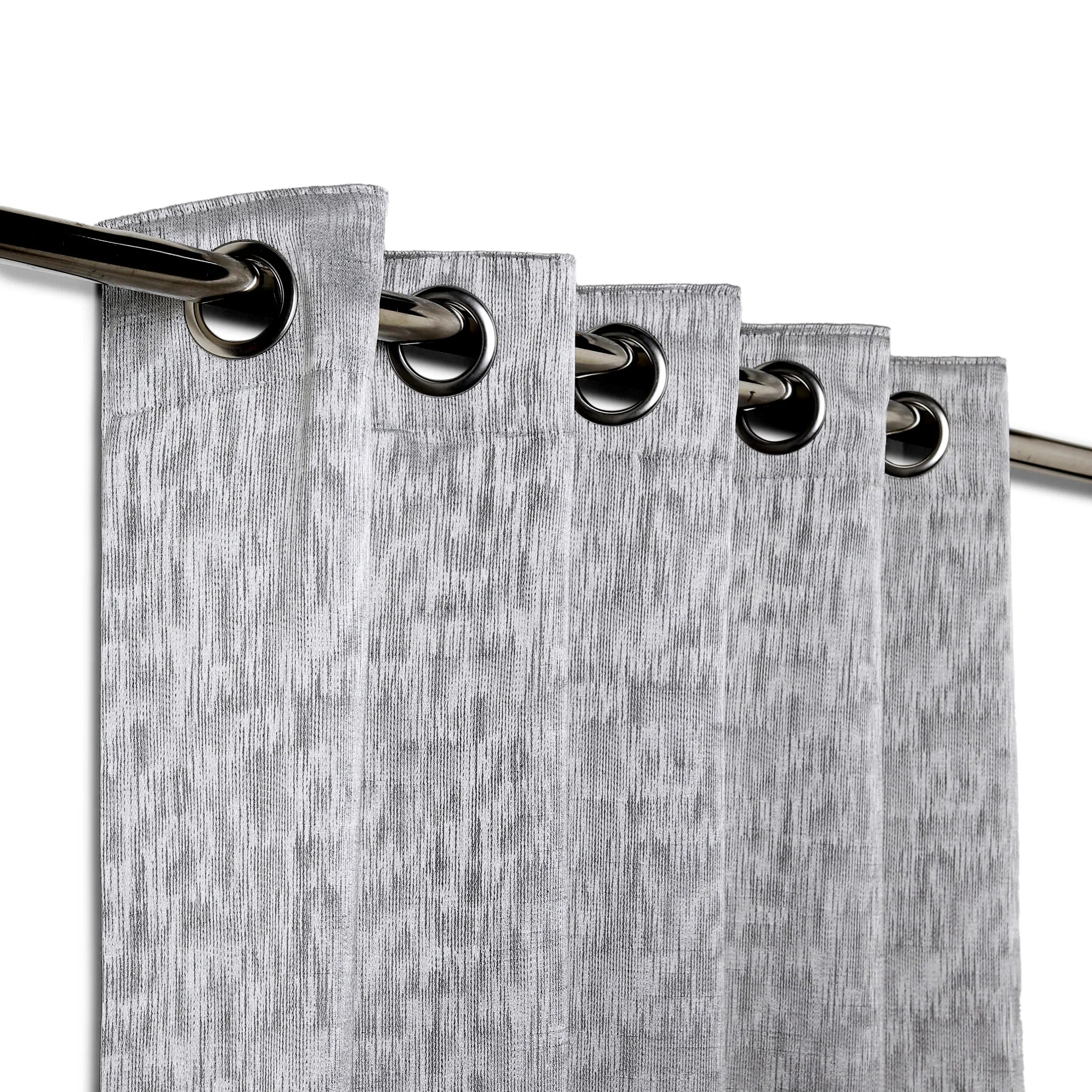 De Jacquard - Classic Set Of 2 Jacquard Readymade Curtains | Urban Melange Ash / Door-XL (9ft X 4.4ft)