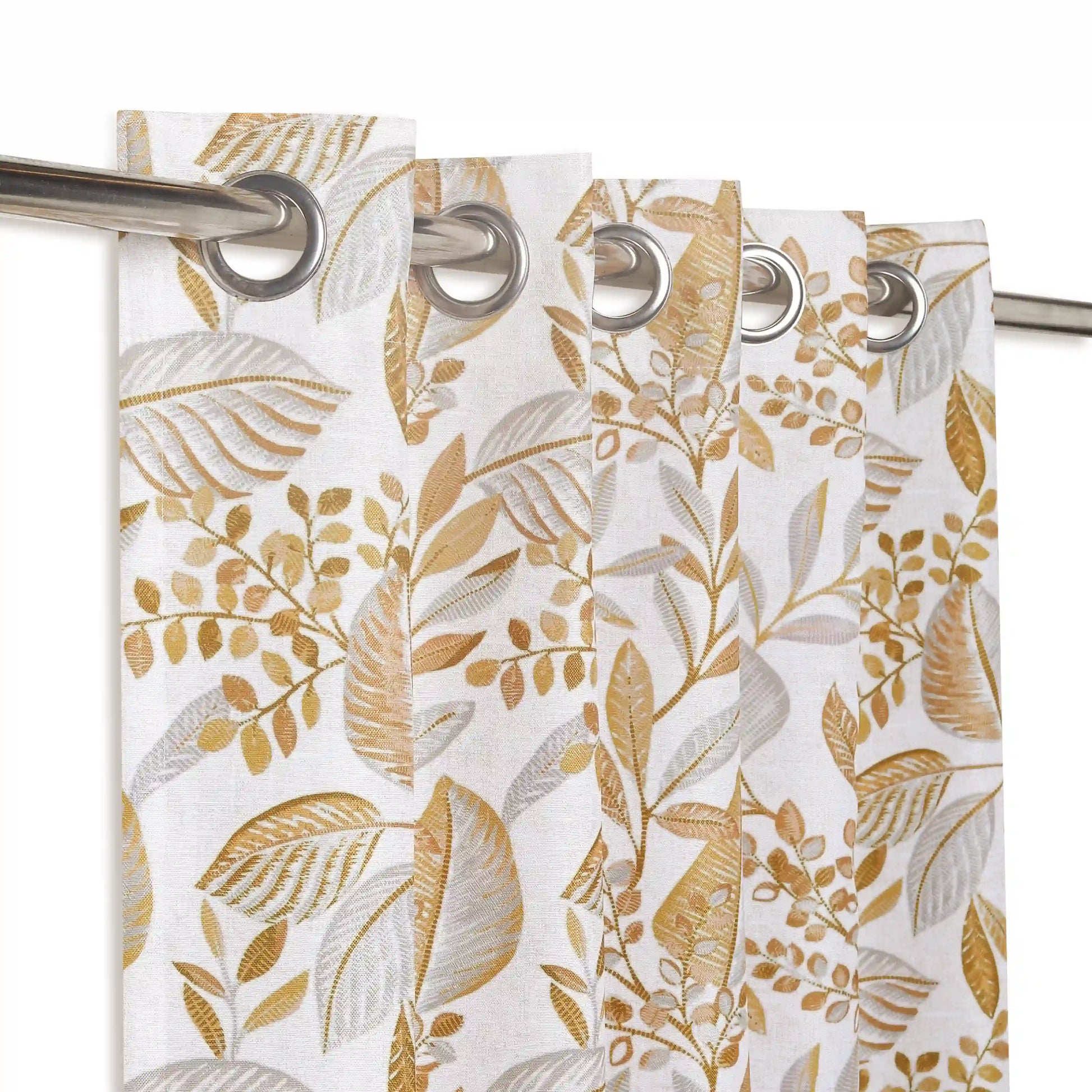 Chippa Lane Set Of 2 Printed Readymade Curtains | Sketchy Botanicals Brown / Window (5ft X 4.4ft)