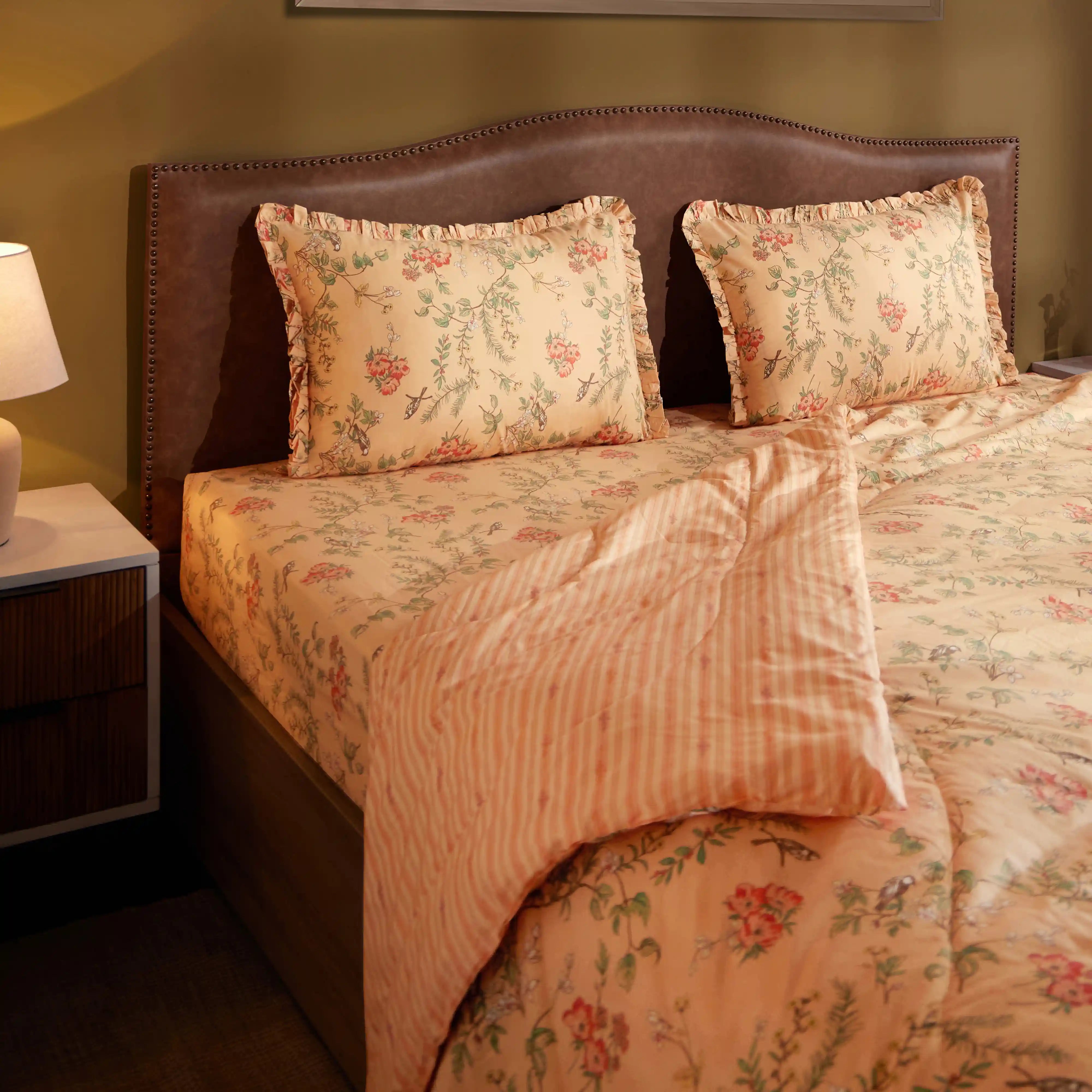 Bloomshire Luxe Printed Comforter-120gsm-Peach Peach / Double