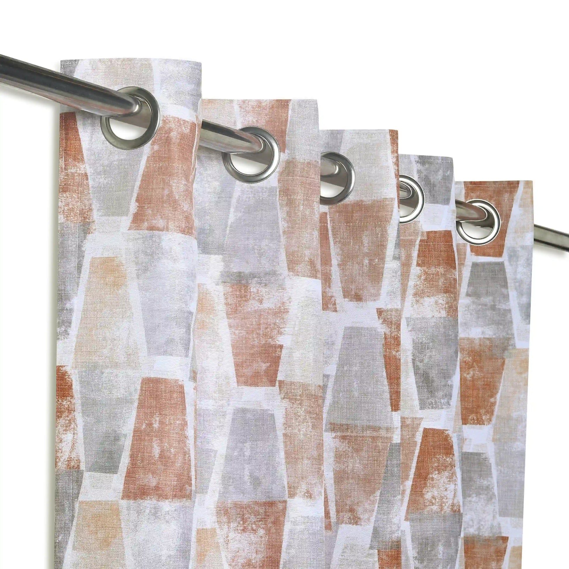 Chippa Lane Set Of 2 Printed Readymade Curtains | Brickscapes Hazel / Window (5ft X 4.4ft)