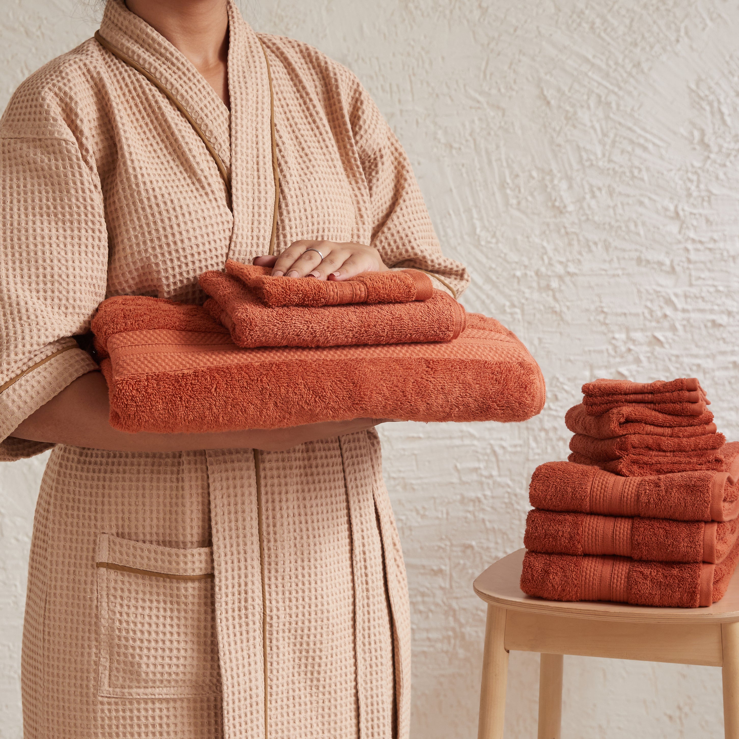 Paleto 100% Cotton Towel Set - Pack Of 12 Burnt Red / 12 Piece Set