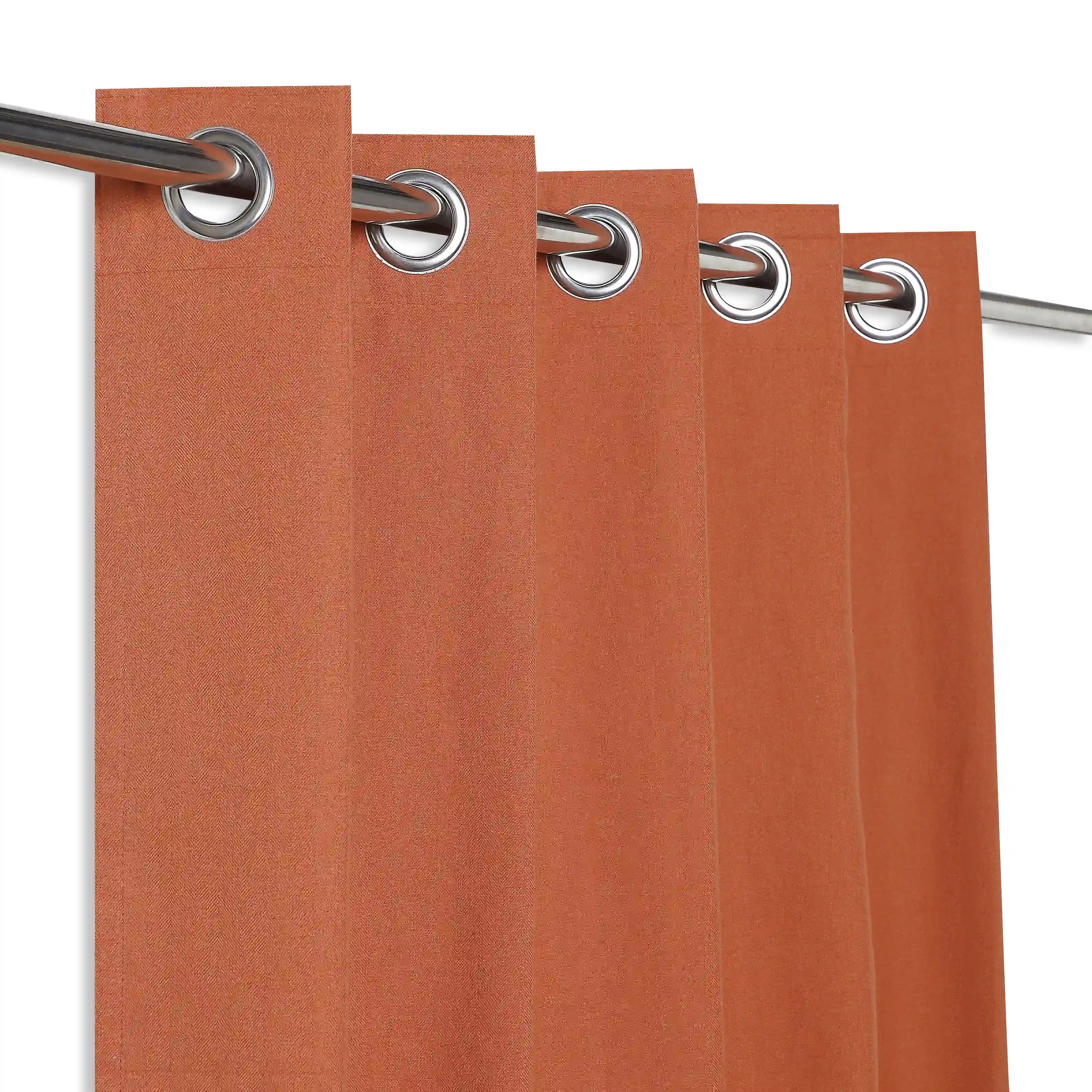 Pelushe Set Of 2 100% Cotton Solid Readymade Curtains | Everyday Hues Spice / Door (7ft X 4.4ft)