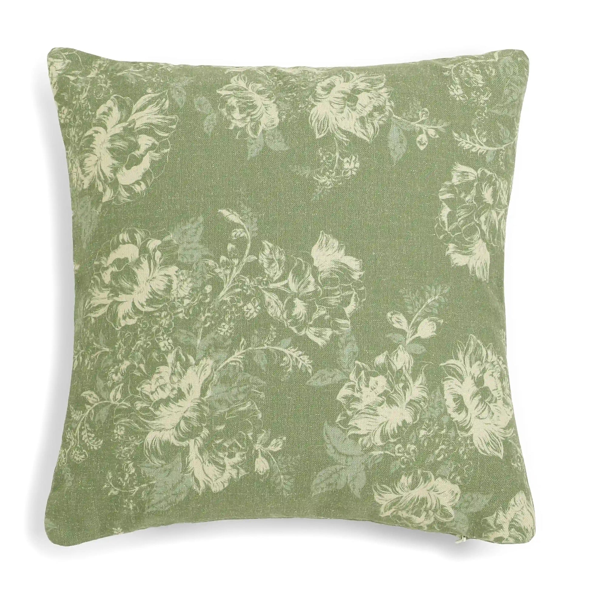 Vissencia Printed Cushion Cover | Blossoms Olive / Cushion Cover (41cm x 41cm)