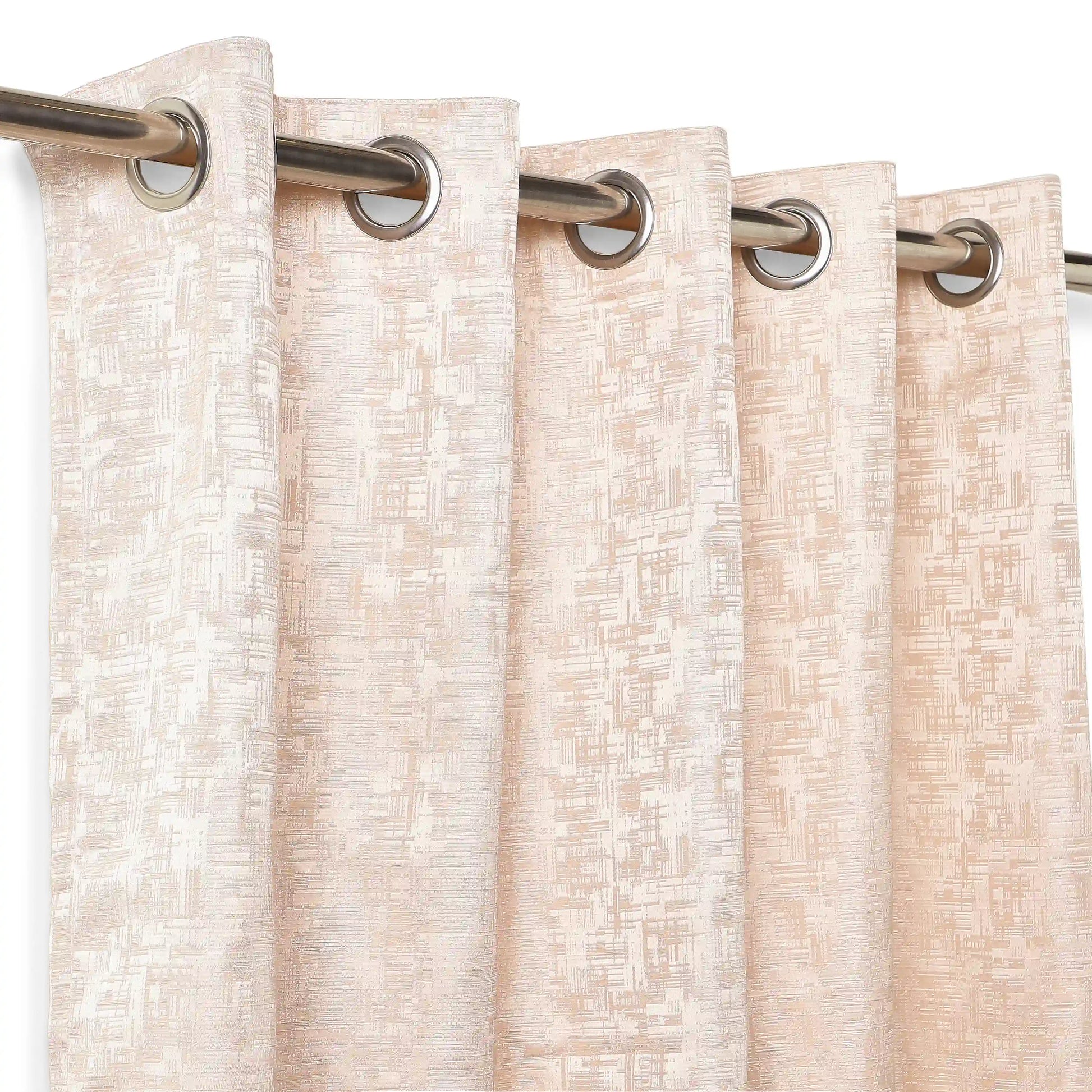 De Jacquard - Classic Set Of 2 Jacquard Readymade Curtains | Textured tales Blush / Window (5ft X 4.4ft)