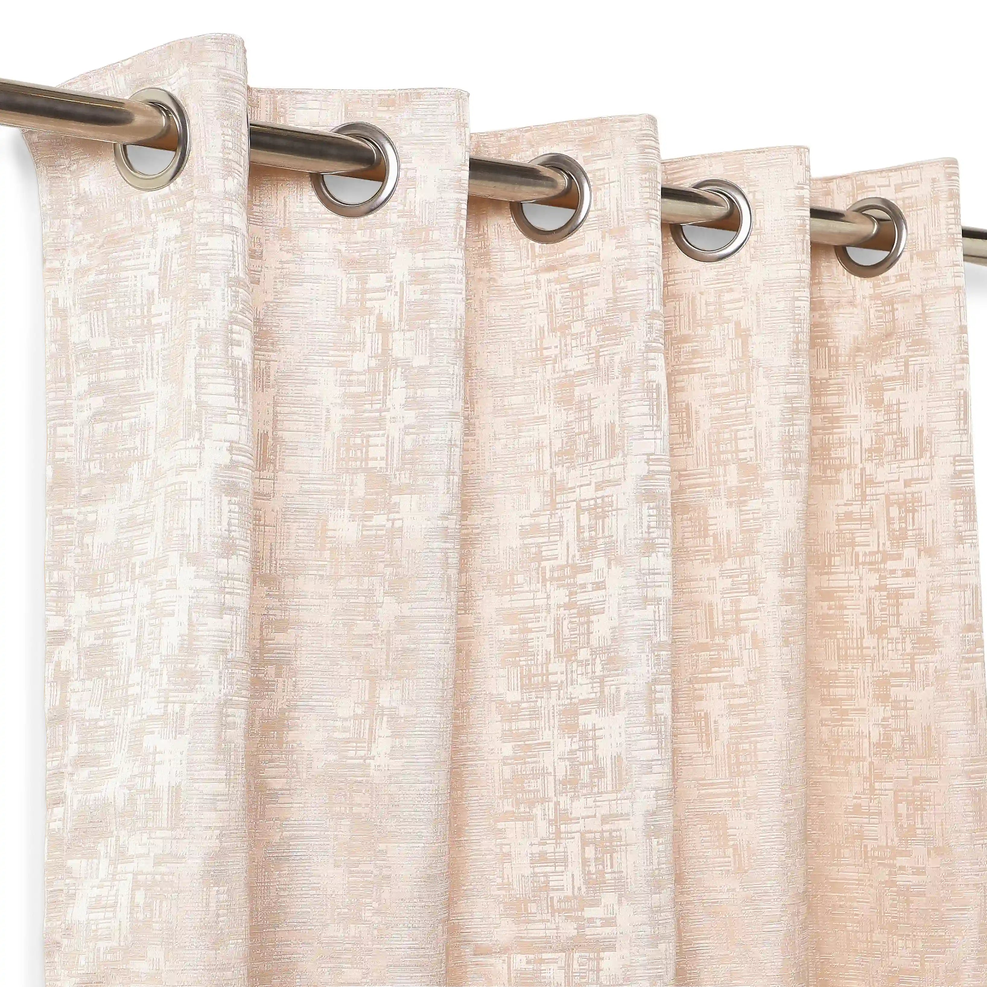 De Jacquard - Classic Set Of 2 Jacquard Readymade Curtains | Textured tales Blush / Window (5ft X 4.4ft)