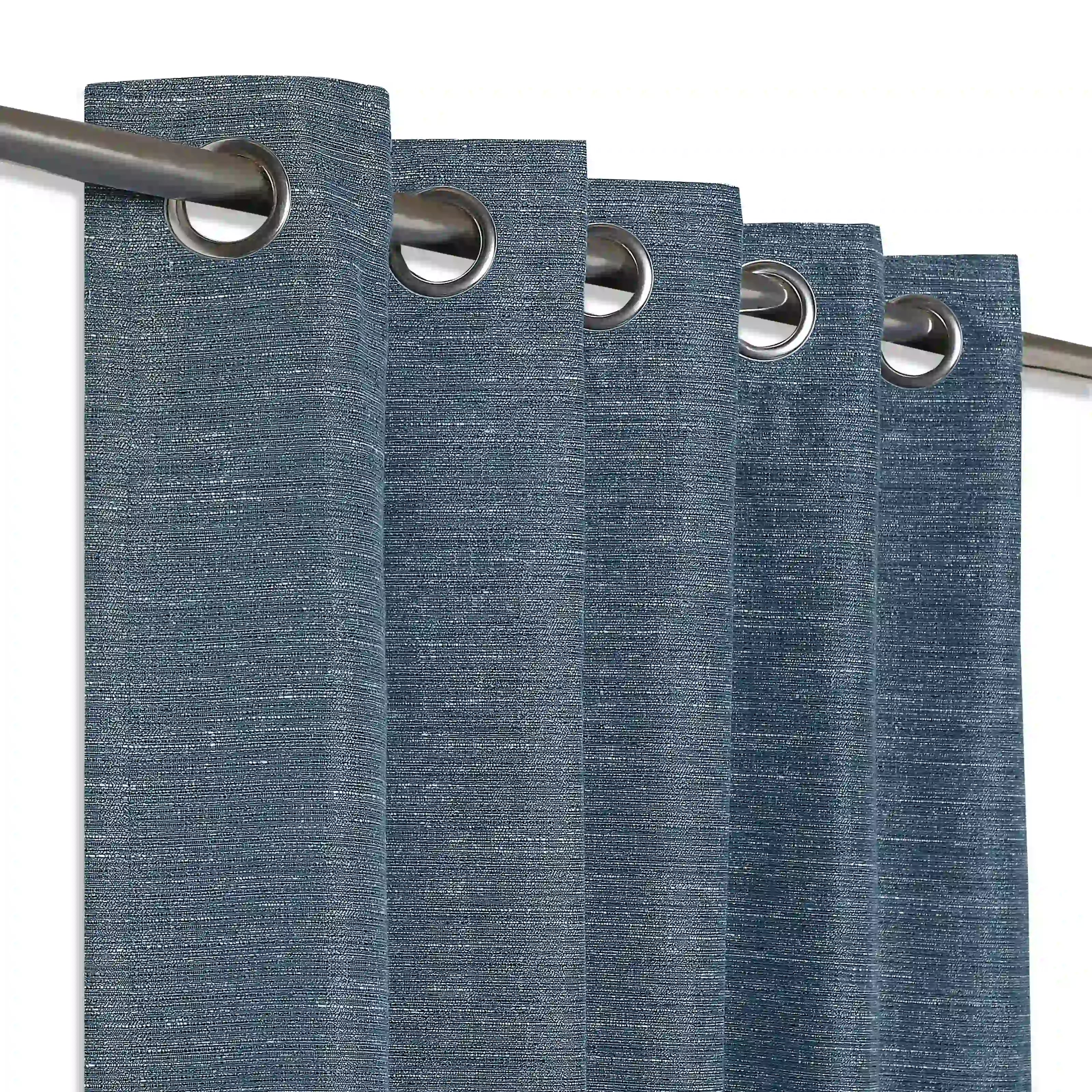 Paleto Set Of 2 Solid Readymade Curtains | Rain & Mist Indigo / Door (7ft X 4.4ft)