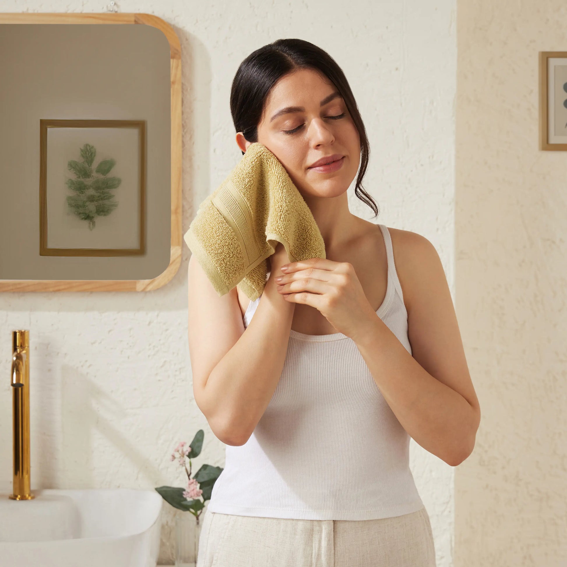 Pelushe Zero Twist 100% Cotton Face Towel Beige / Face Towel (30cm x 30cm)