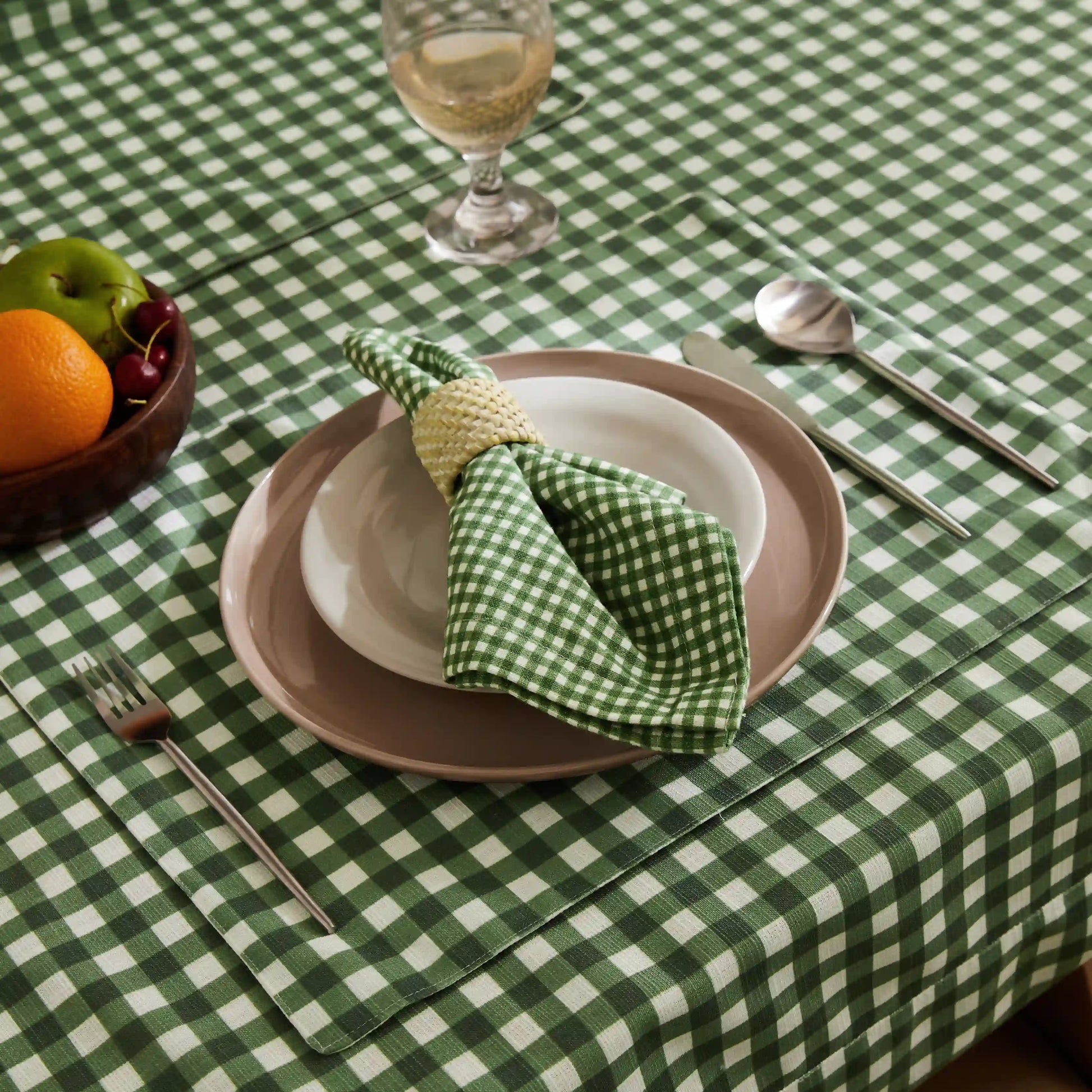 Nonna's Home 100% Polyester Table Cloth Small Rosemary Gingham / Table Cloth (150cm x 150cm)