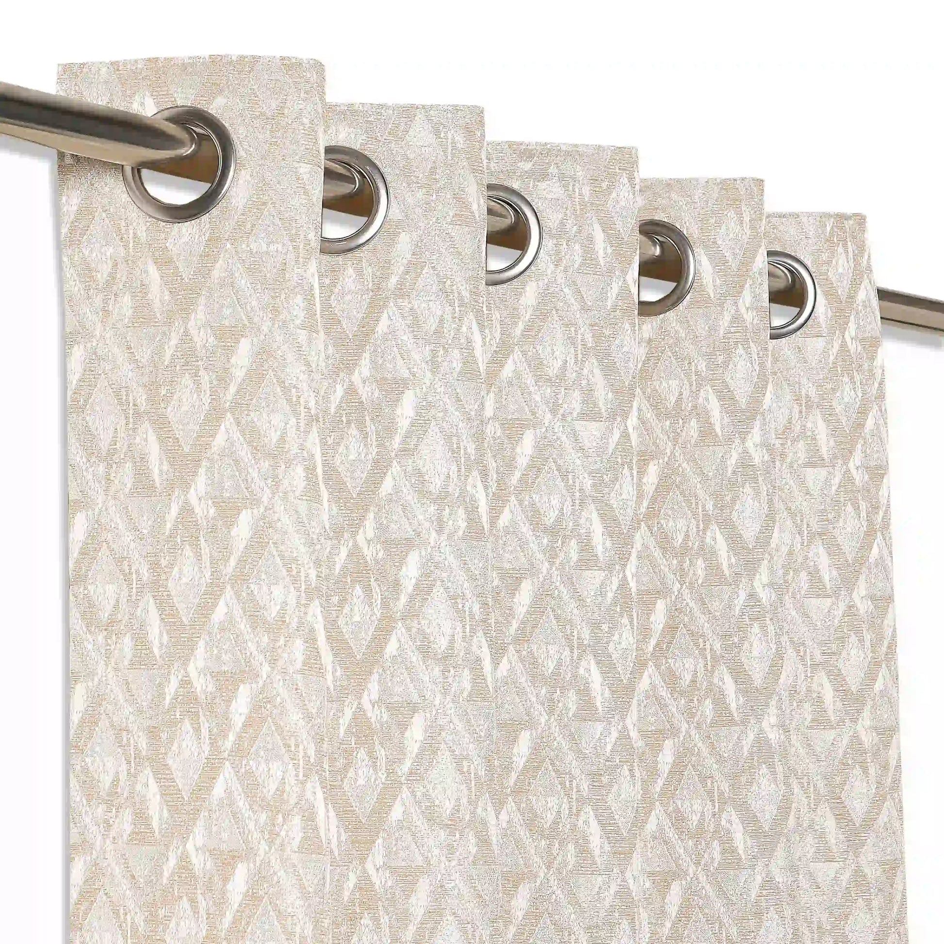 De Jacquard - Classic Set Of 2 Jacquard Readymade Curtains | Diamond Drift Lime / Door-XL (9ft X 4.4ft)