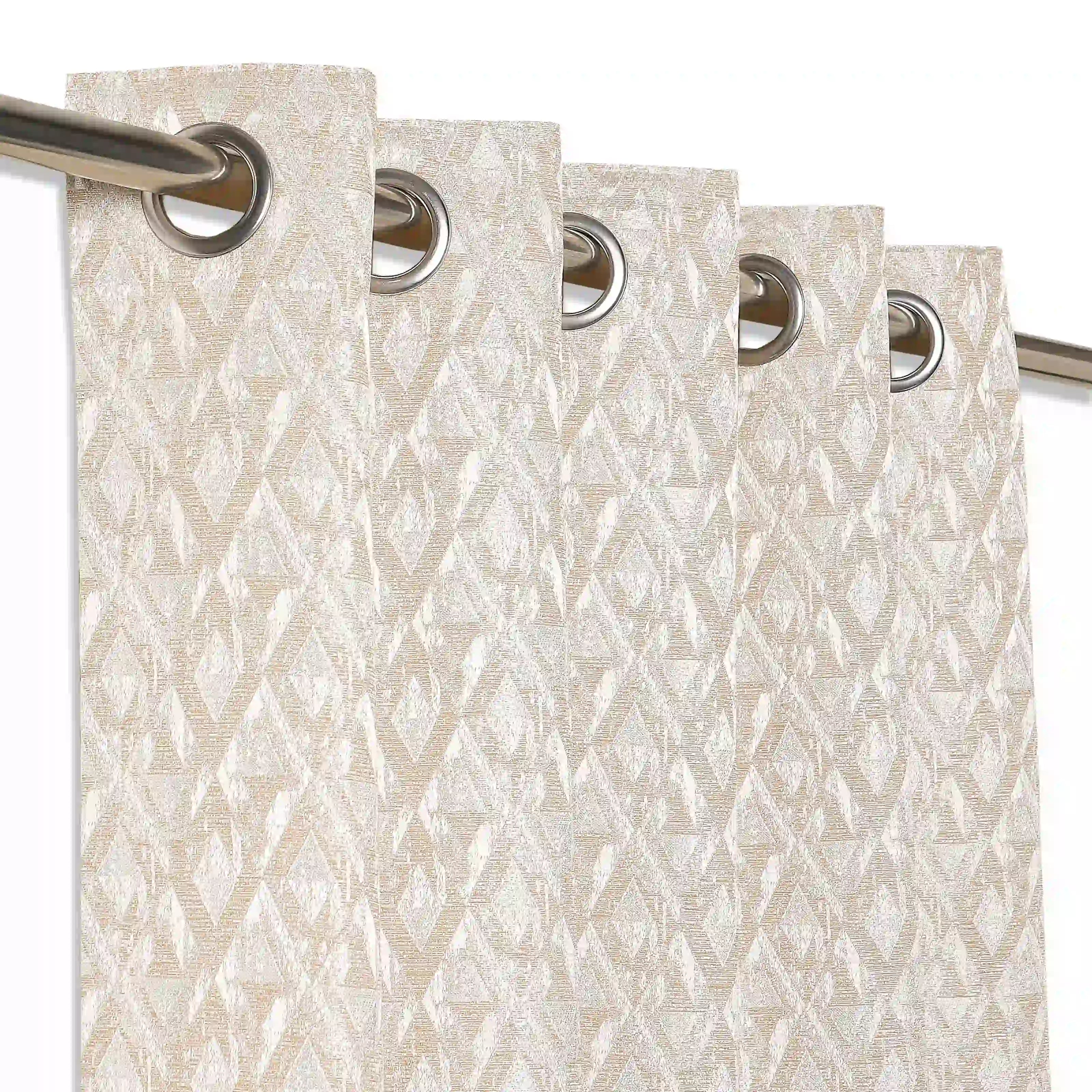 De Jacquard - Classic Set Of 2 Jacquard Readymade Curtains | Diamond Drift Lime / Door-XL (9ft X 4.4ft)