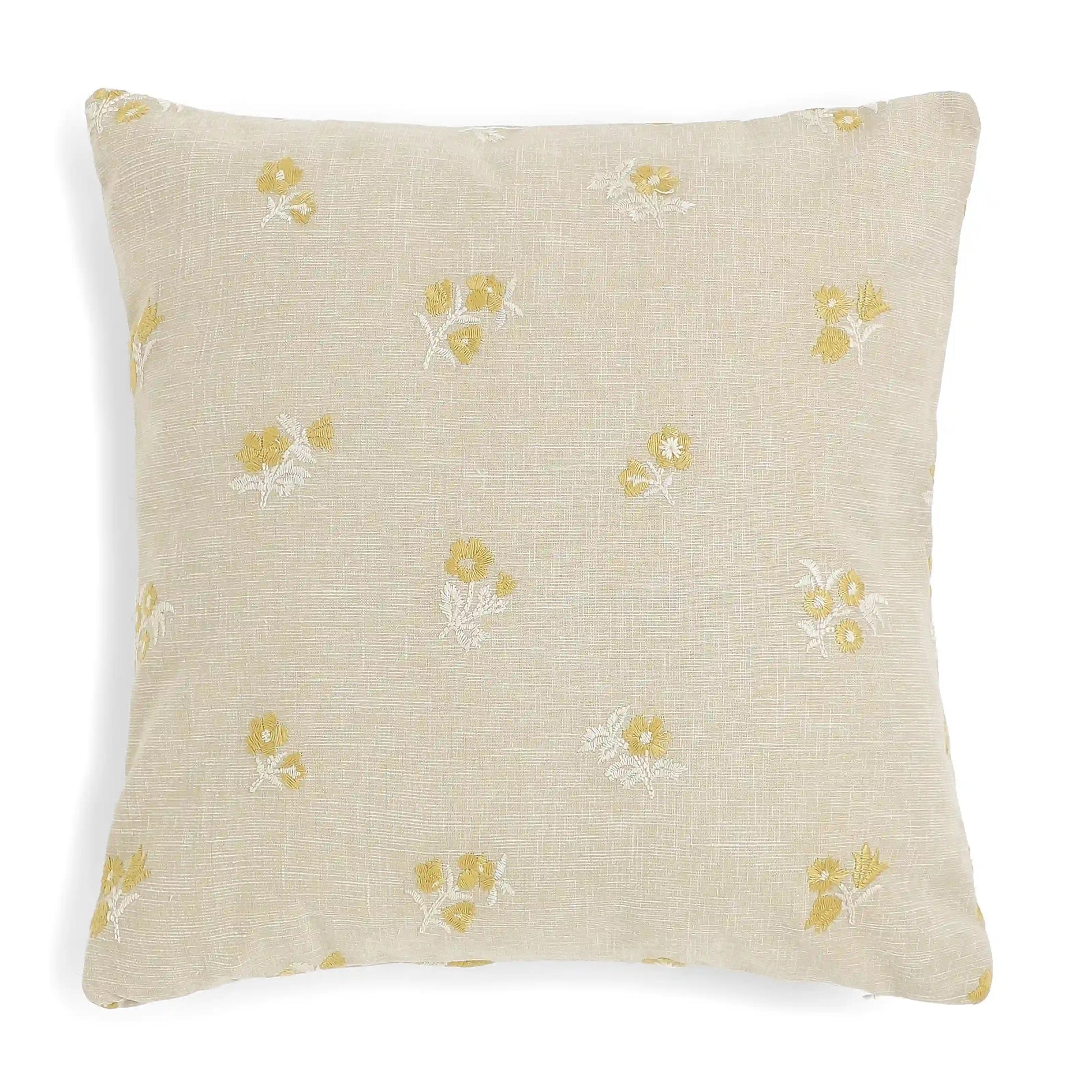 Vissencia Embroidered Cushion Cover | Threaded Petals Honey / Cushion Cover (41cm x 41cm)