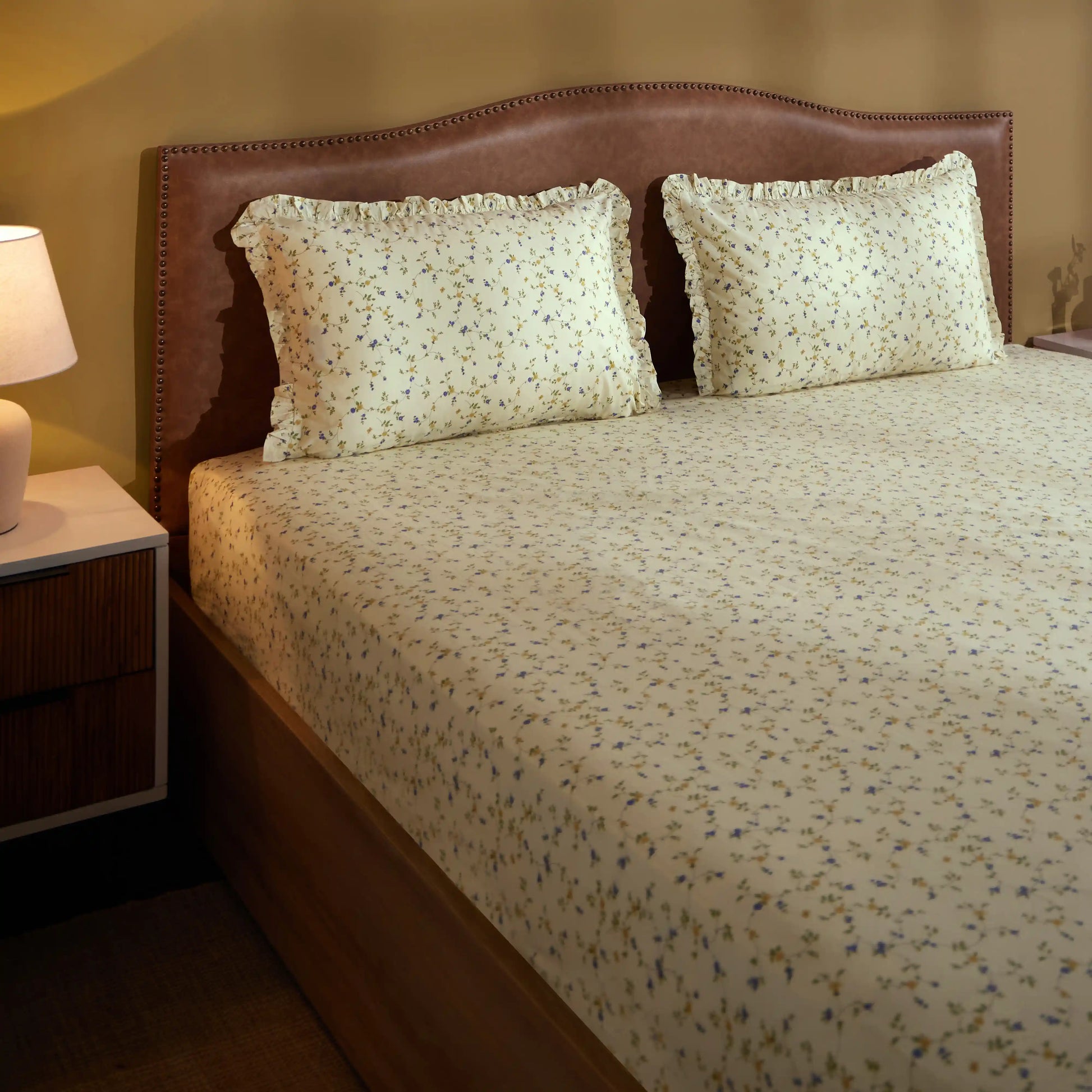 Bloomshire Luxe 100% Cotton Bedsheet Set Cream Bloom / Super King