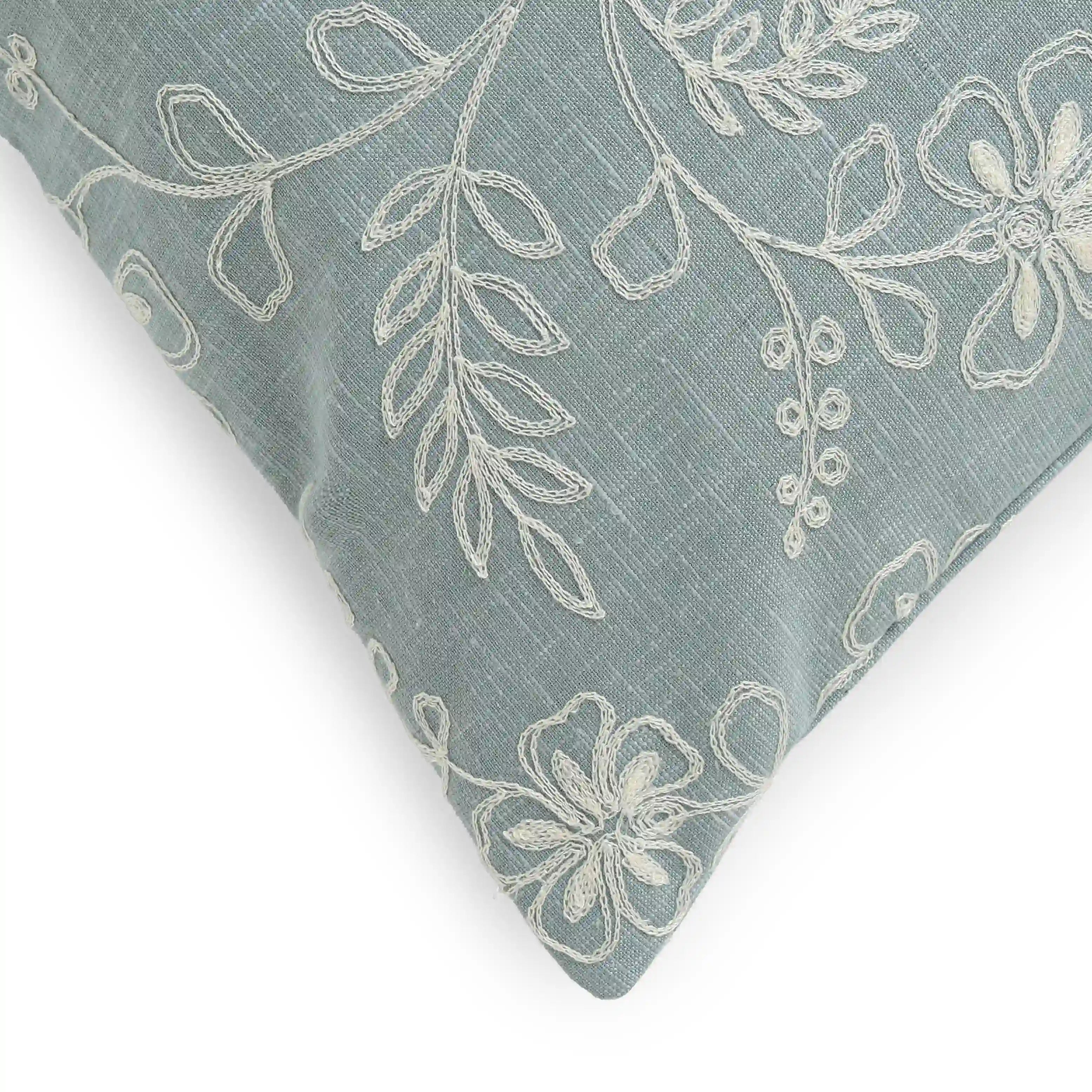 Vissencia Embroidered Cushion Cover | Floral Threads Light Blue / Cushion Cover (51cm x 51cm)