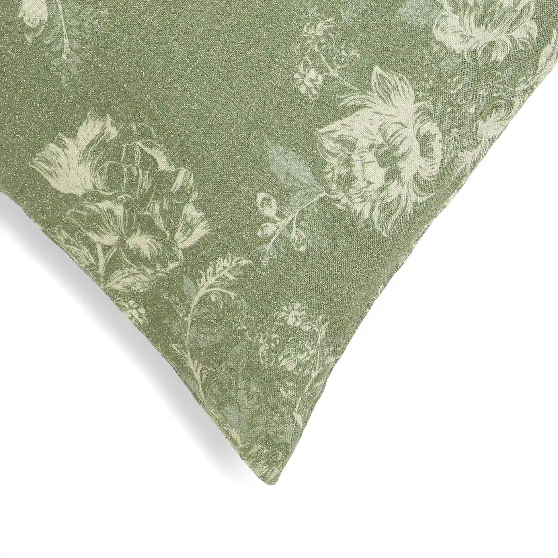 Vissencia Printed Cushion Cover | Blossoms Olive / Cushion Cover (51cm x 51cm)