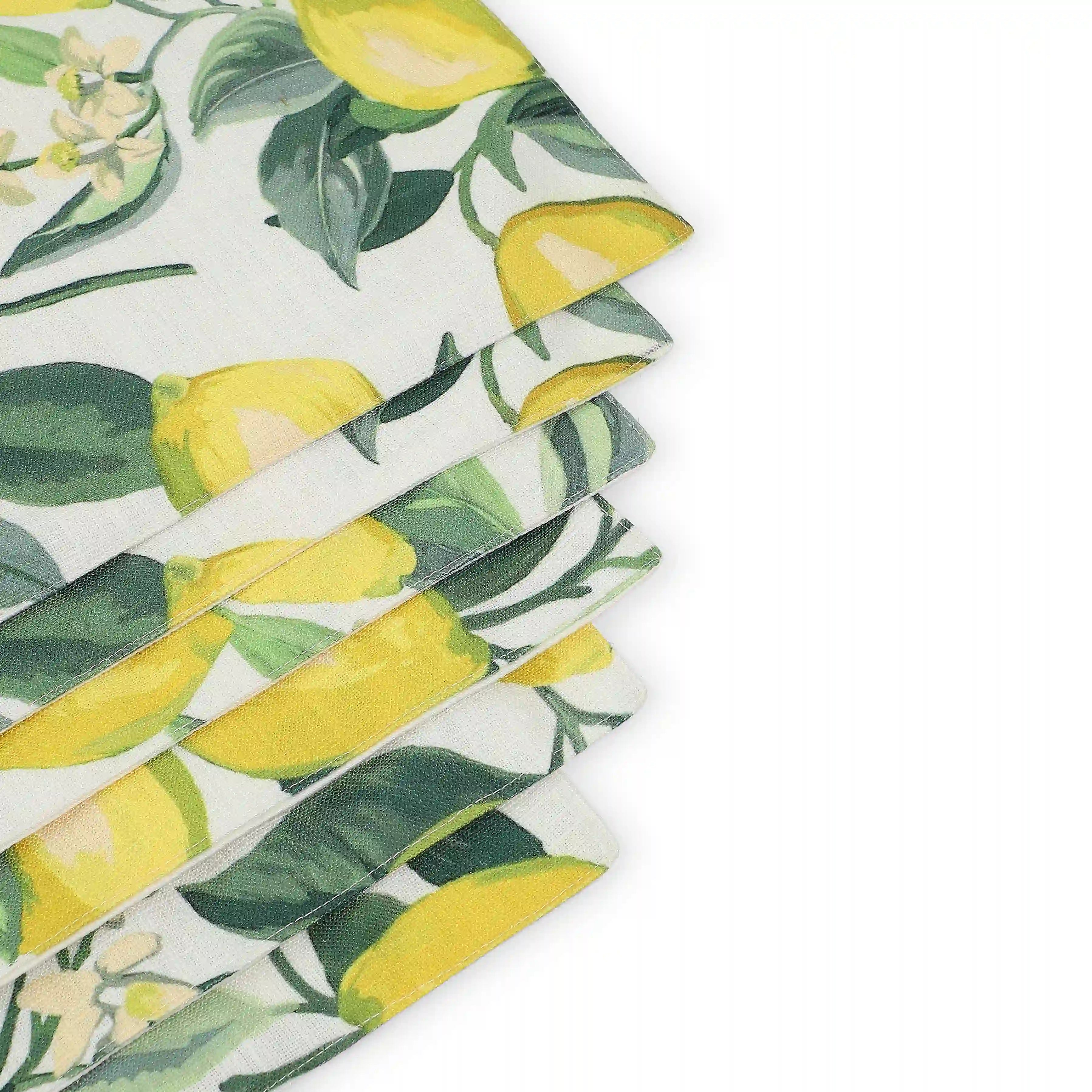 Nonna's Home 100% Polyester Table Placemat Set Lemon Zest / 6 Piece Set