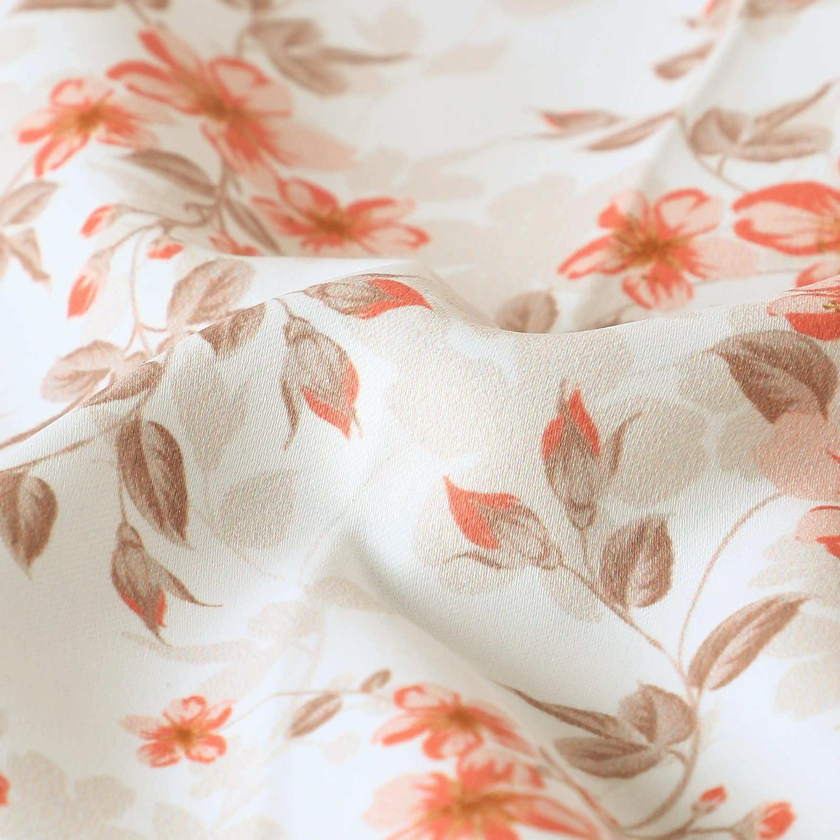 Bloomshire Classic Set Of 2 Printed Readymade Curtains | Blooming Tales Burnt Ruby / Window (5ft X 4.4ft)
