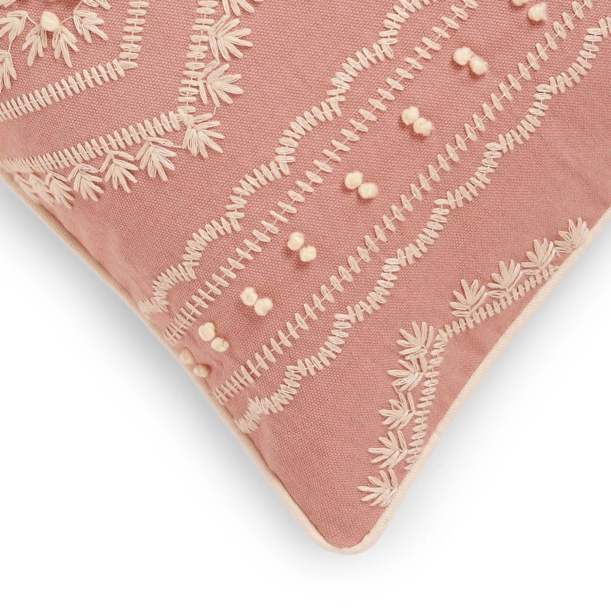 Espricia Embroidered Cushion Cover | Floral Mirage Sunset Peach / Cushion Cover (41cm x 41cm)