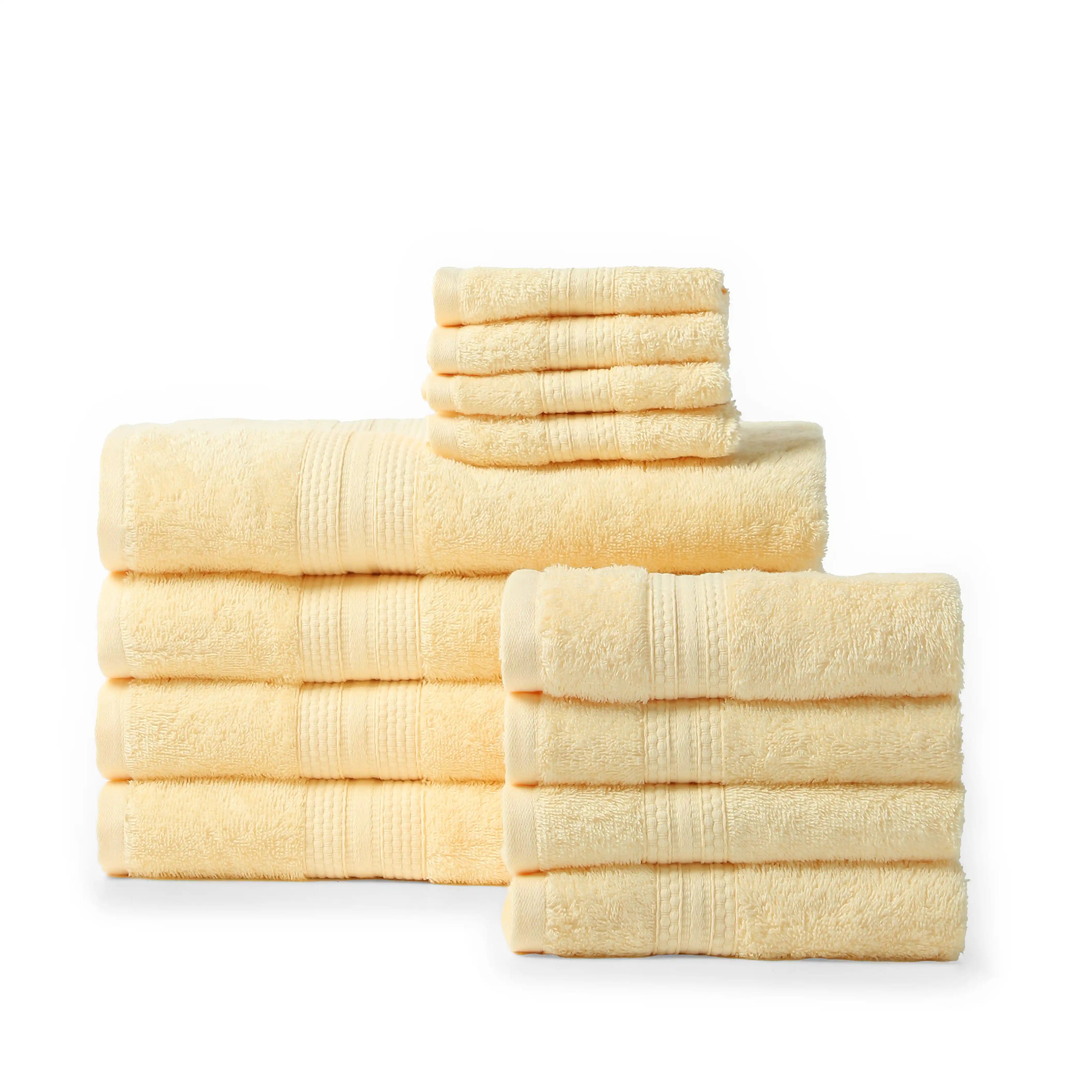 Paleto 100% Cotton Towel Set - Pack Of 12 Buttercream / 12 Piece Set