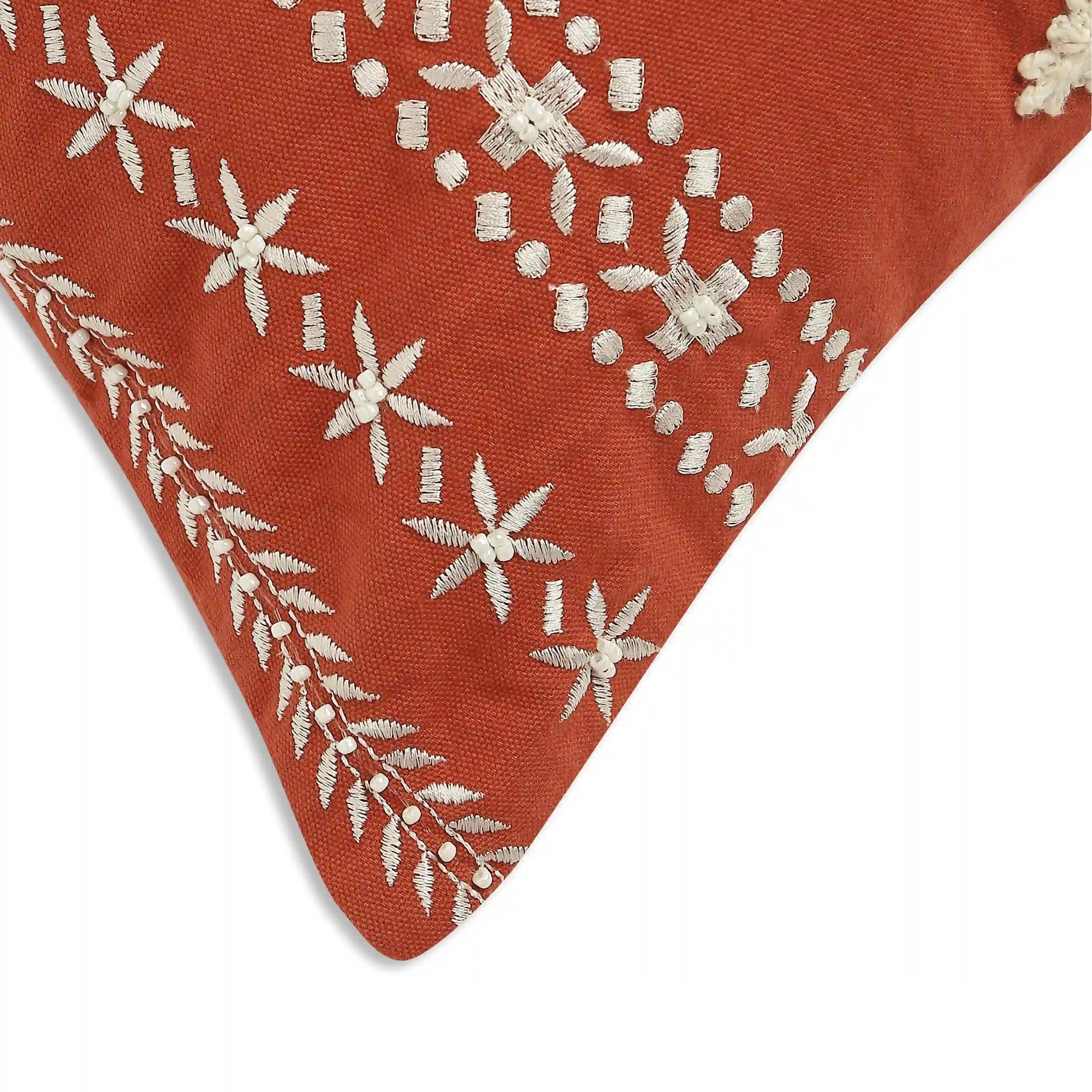 Espricia Embroidered Cushion Cover | Banjara Bloom Cinnamon / Cushion Cover (41cm x 66cm)