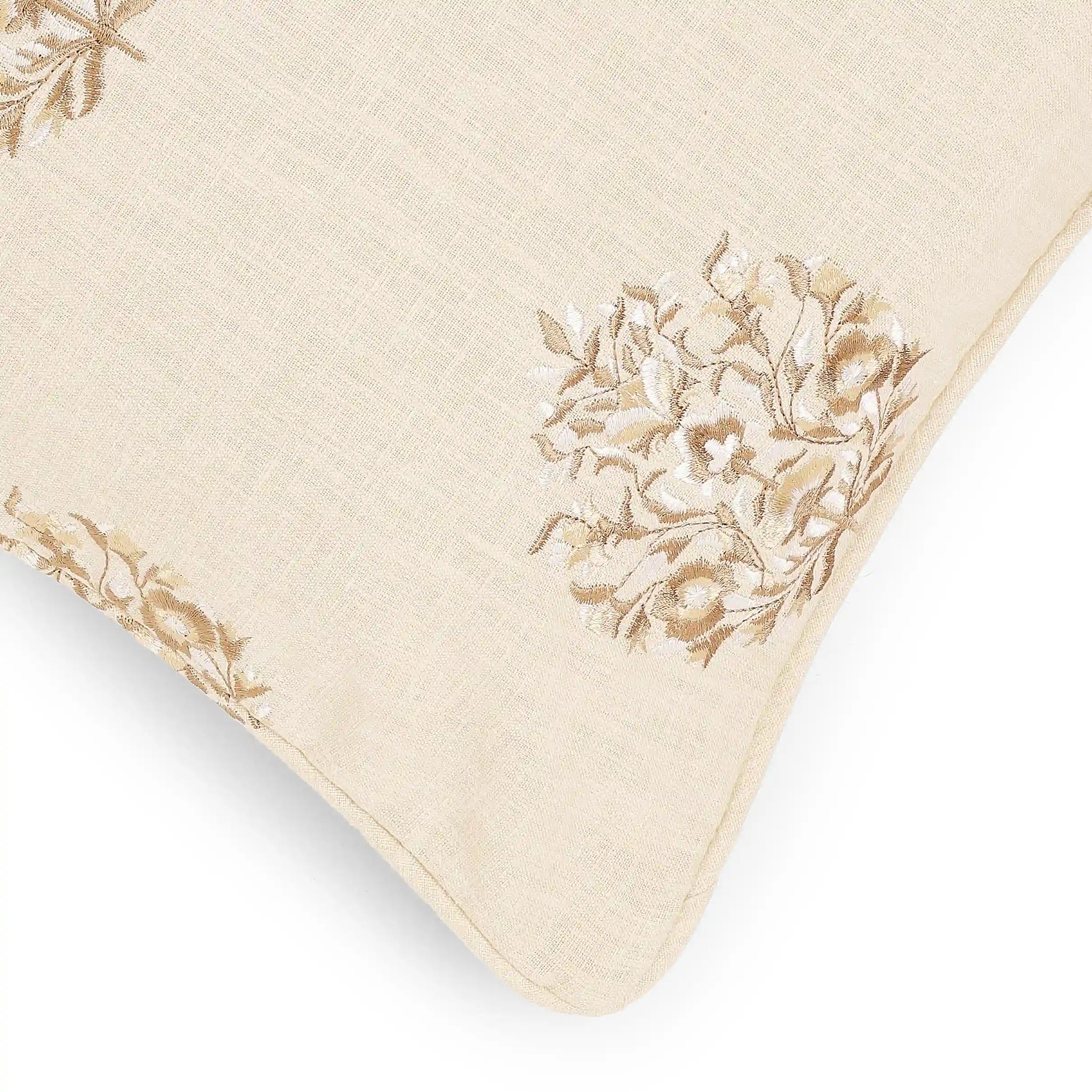 Espricia Embroidered Cushion Cover | Bagh Bahaar Wheat Whisper / Cushion Cover (41cm x 41cm)