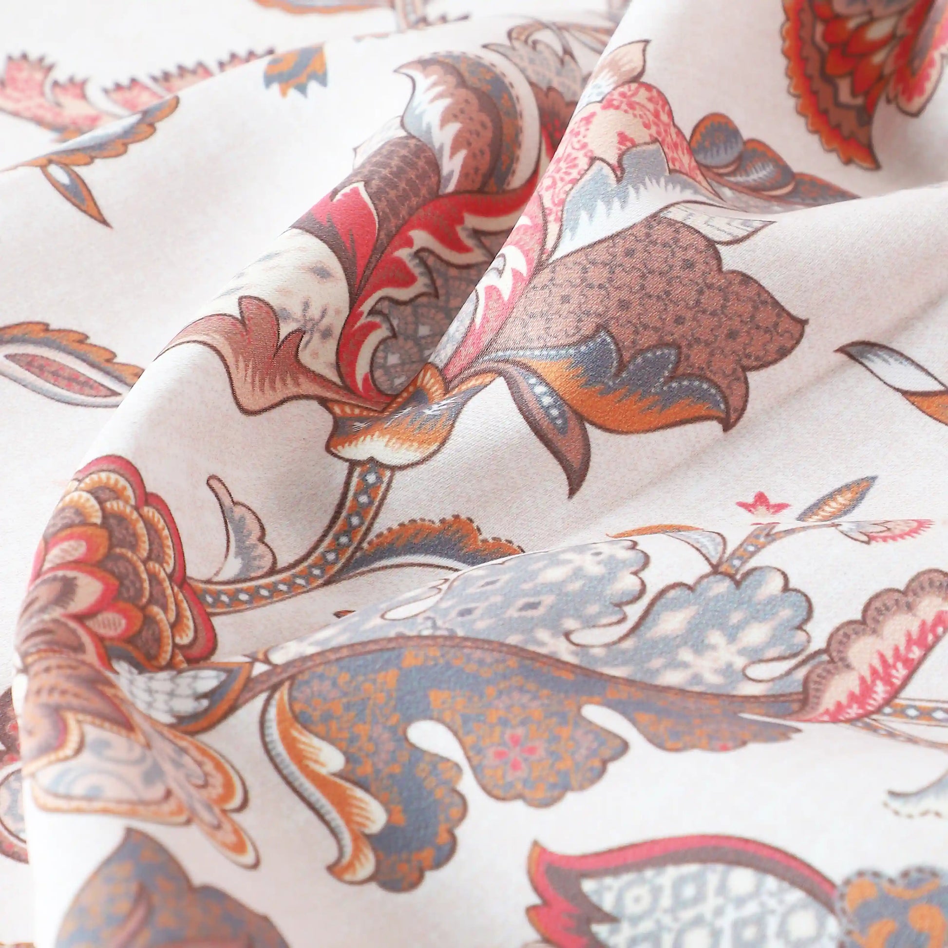 Bloomshire Classic Set Of 2 Printed Readymade Curtains | Classic Chintz Salmon / Window (5ft X 4.4ft)