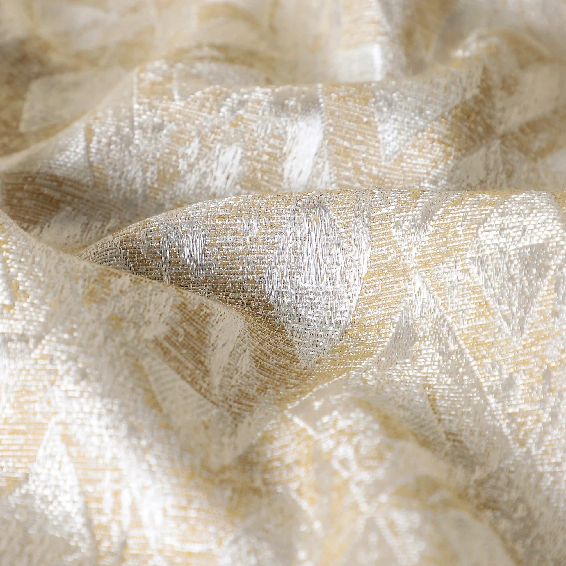 De Jacquard - Classic Set Of 2 Jacquard Readymade Curtains | Diamond Drift Lime / Window (5ft X 4.4ft)