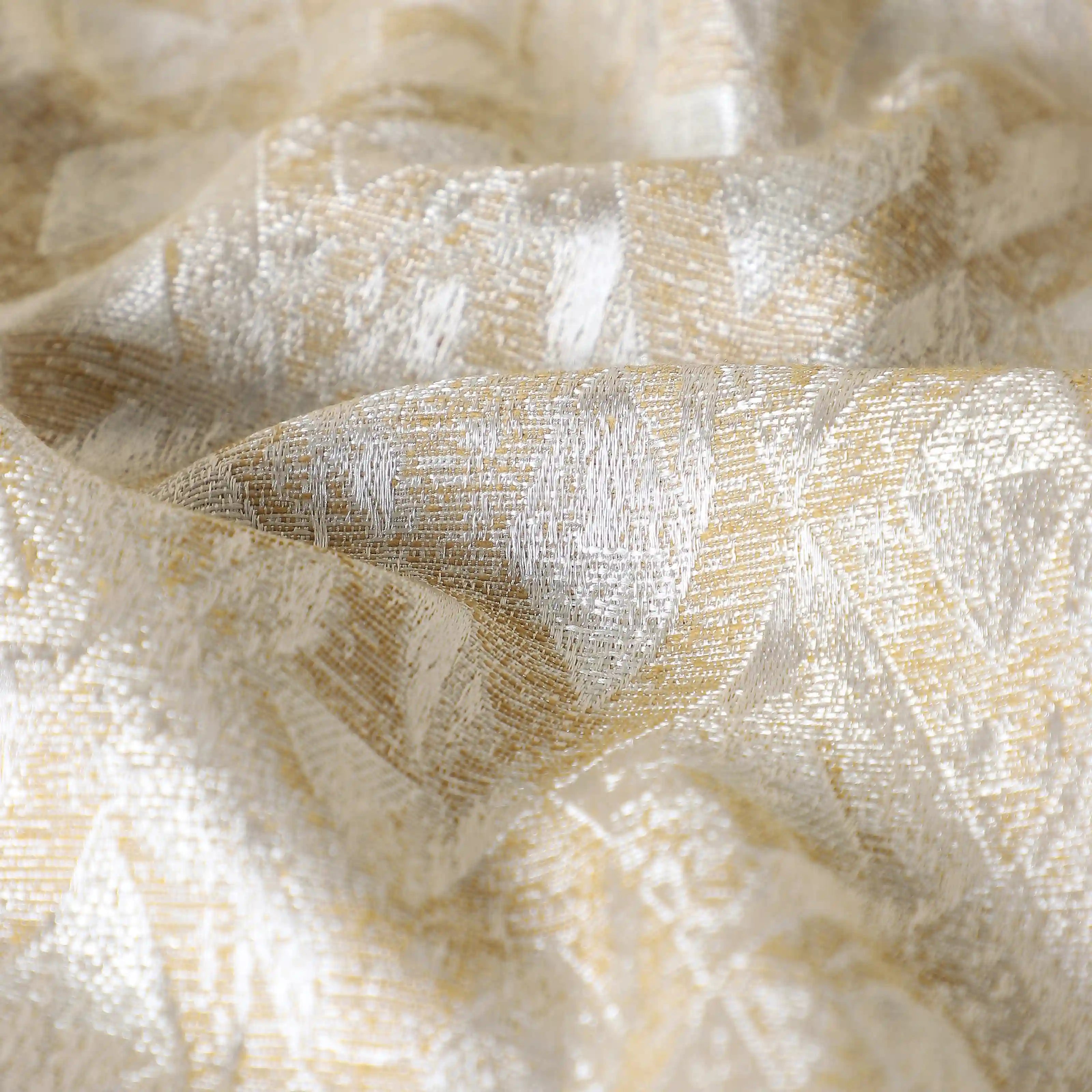 De Jacquard - Classic Set Of 2 Jacquard Readymade Curtains | Diamond Drift Lime / Window (5ft X 4.4ft)