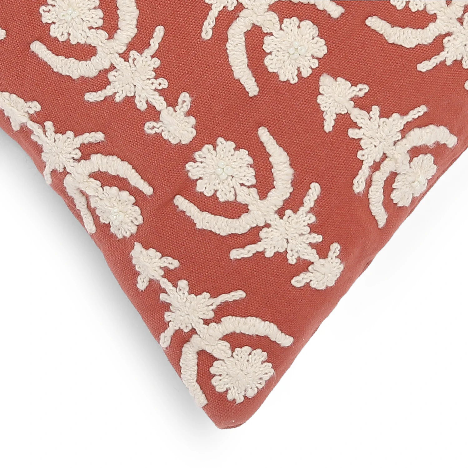 Espricia Embroidered Cushion Cover | Banjara Bloom Cinnamon / Cushion Cover (41cm x 41cm)