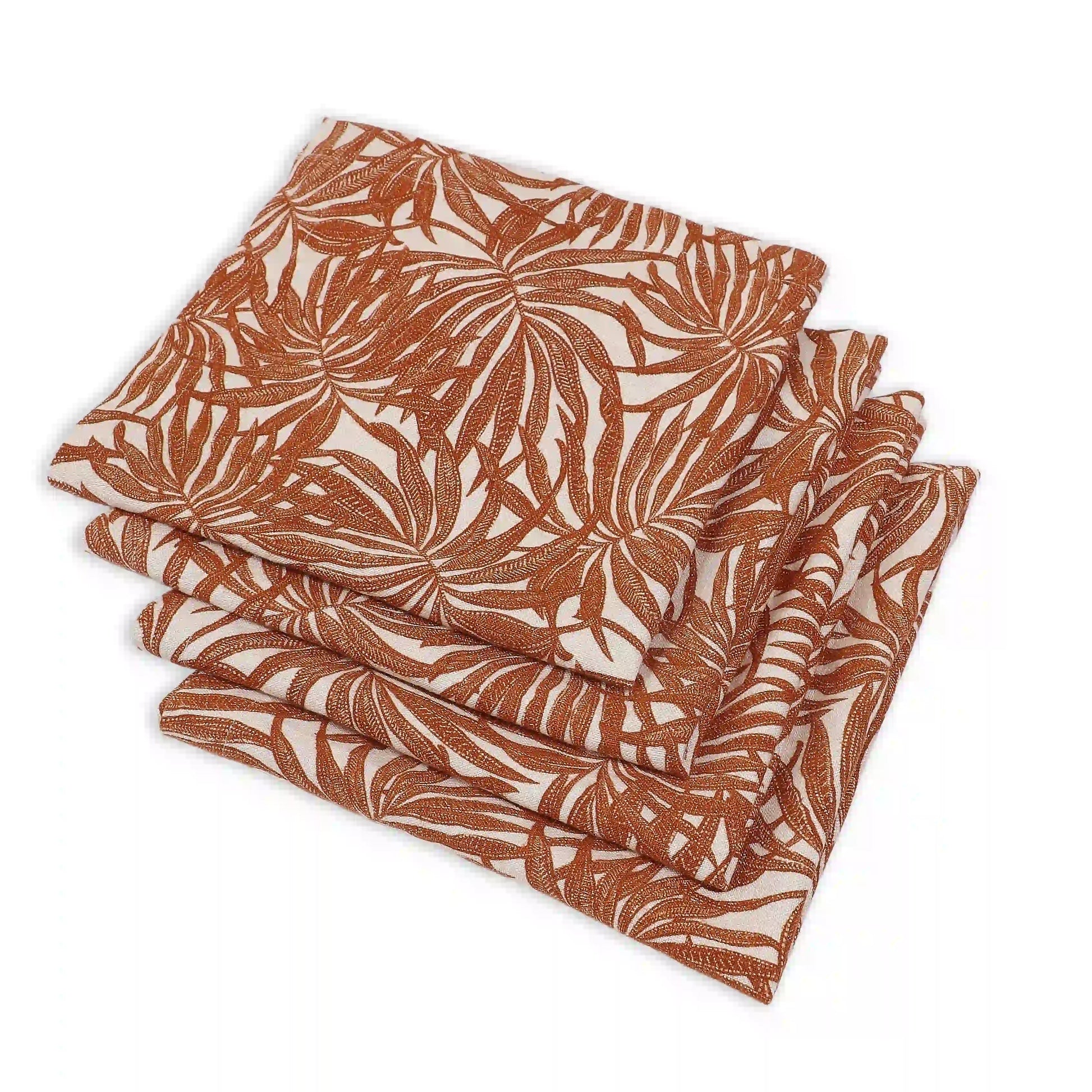 Nonna's Home 100% Cotton Table Napkin Set Coppery Ferns / Pack of 4