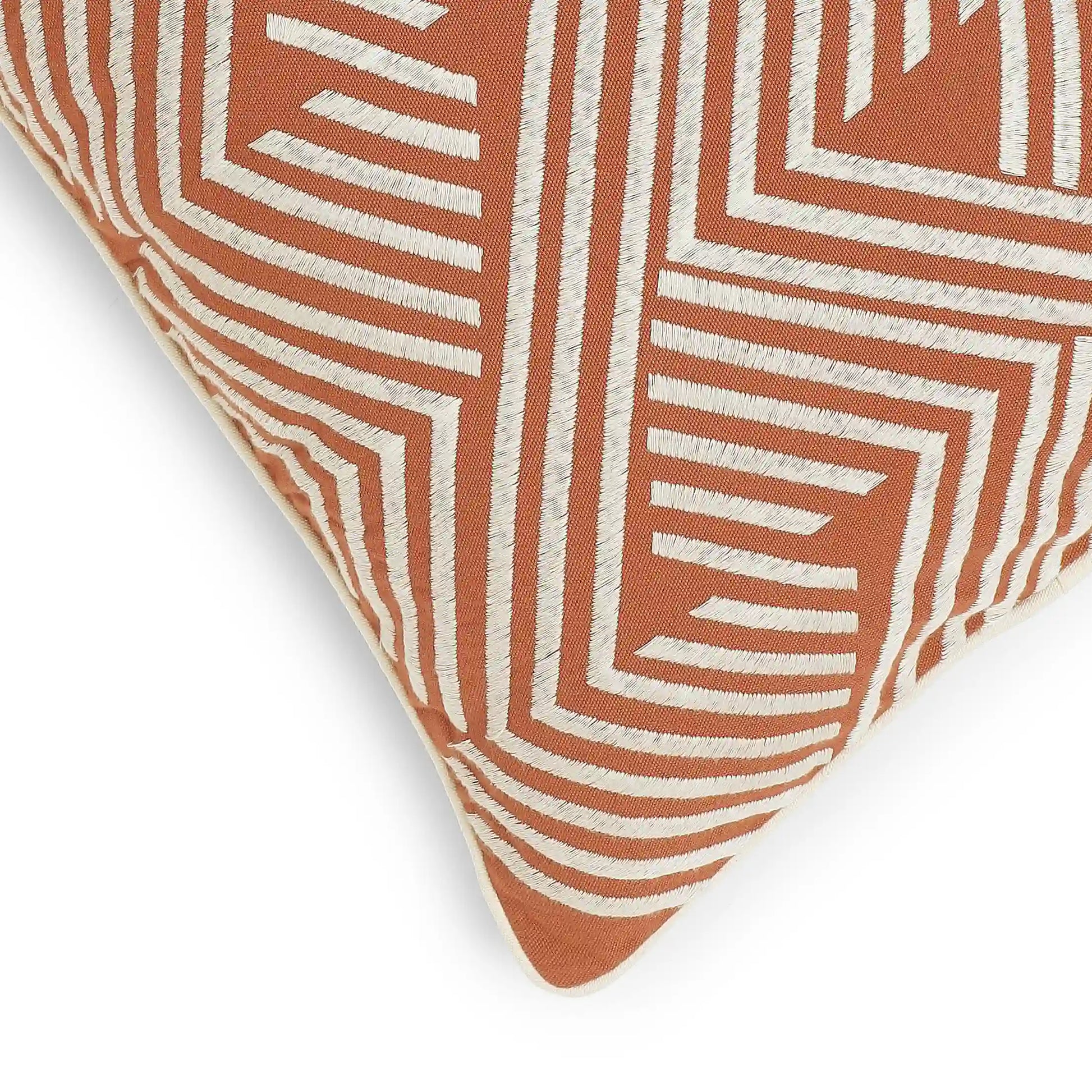 Espricia Embroidered Cushion Cover | Tile & Thread Burnt Orange / Cushion Cover (41cm x 66cm)