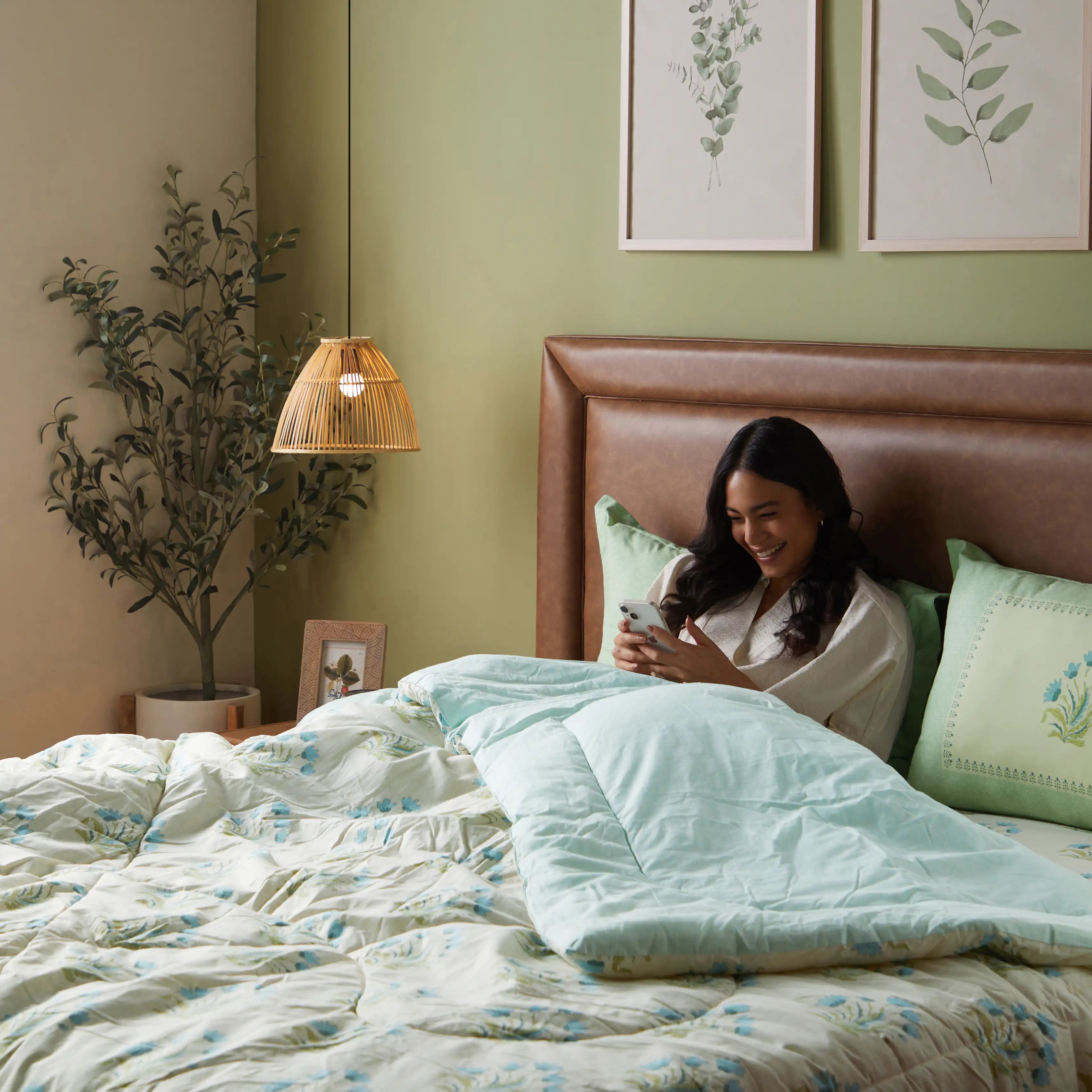 Chippa Lane 100% 120GSM Cotton Comforter Indian Sage / Double
