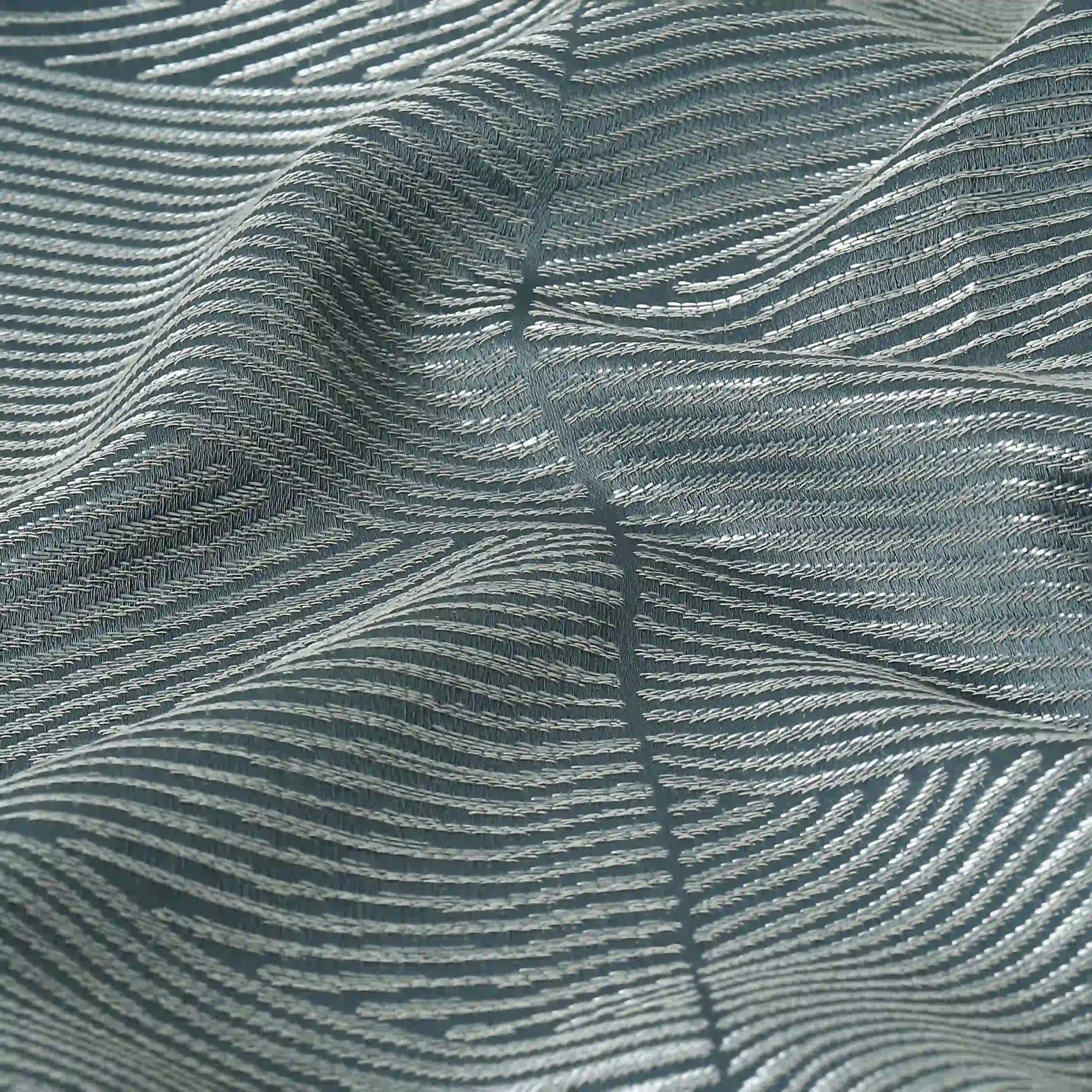 De Jacquard - Luxe Set Of 2 Jacquard Readymade Curtains | Eternal Imprint Teal / Door (7ft X 4.4ft)