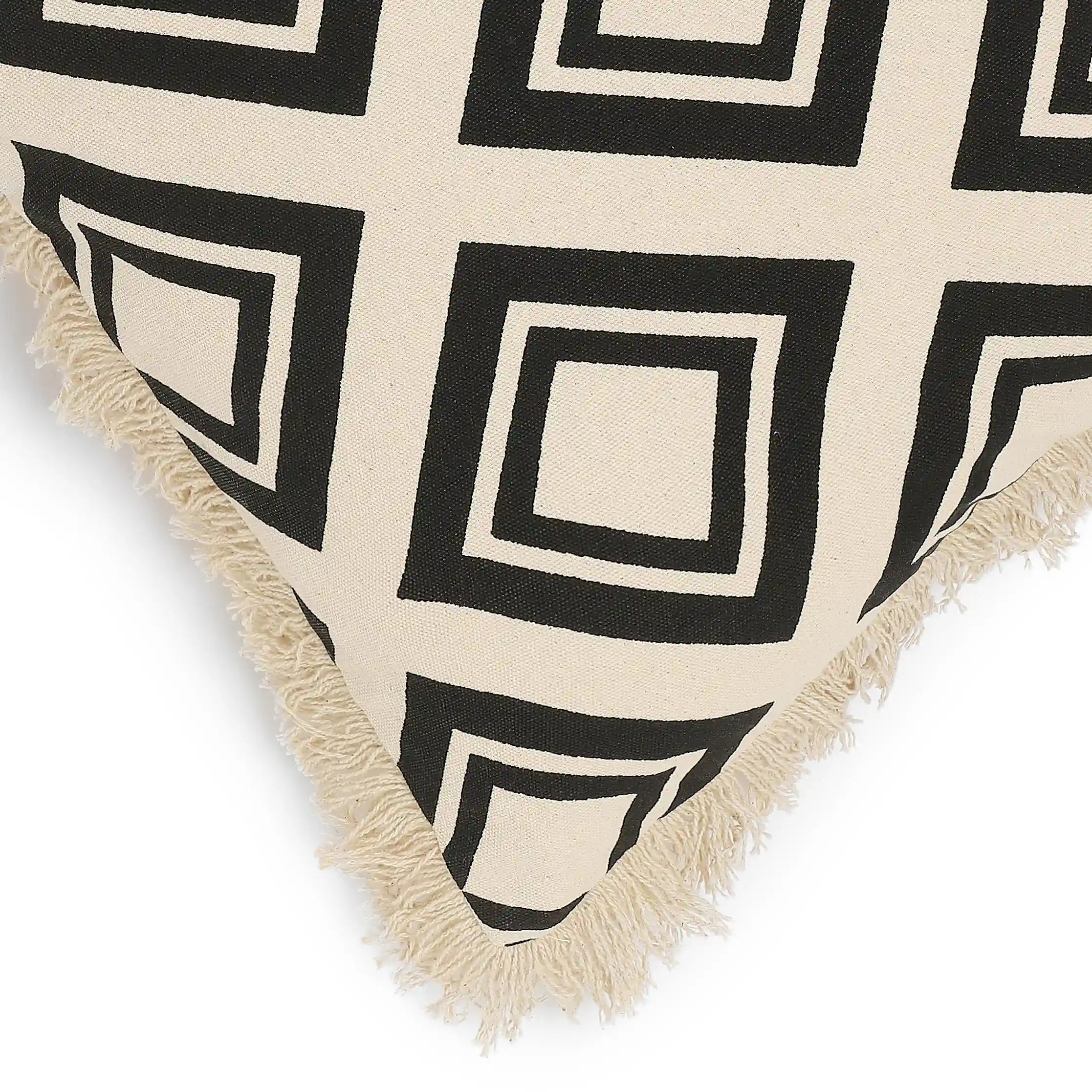 Vissencia 100% Cotton Printed Cushion Cover | Nomadic Tales Black / Cushion Cover (51cm x 51cm)