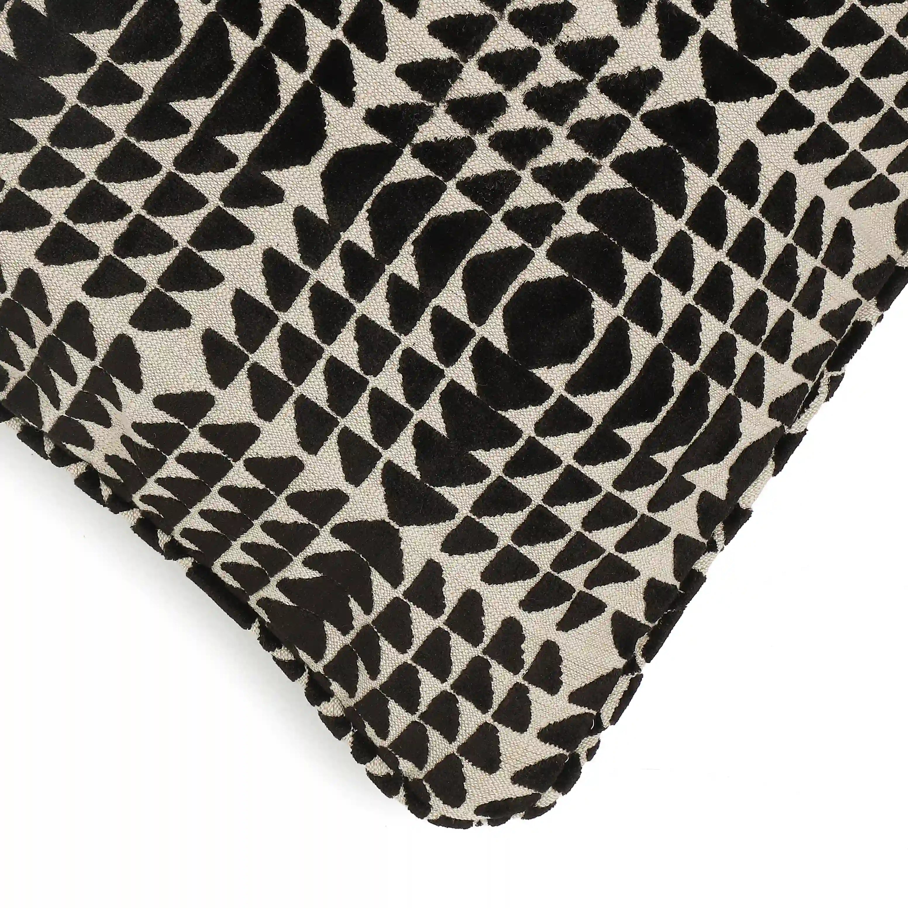 Estrella Woven Cushion Cover | Monochrome Play Ebony / Cushion Cover (51cm x 51cm)