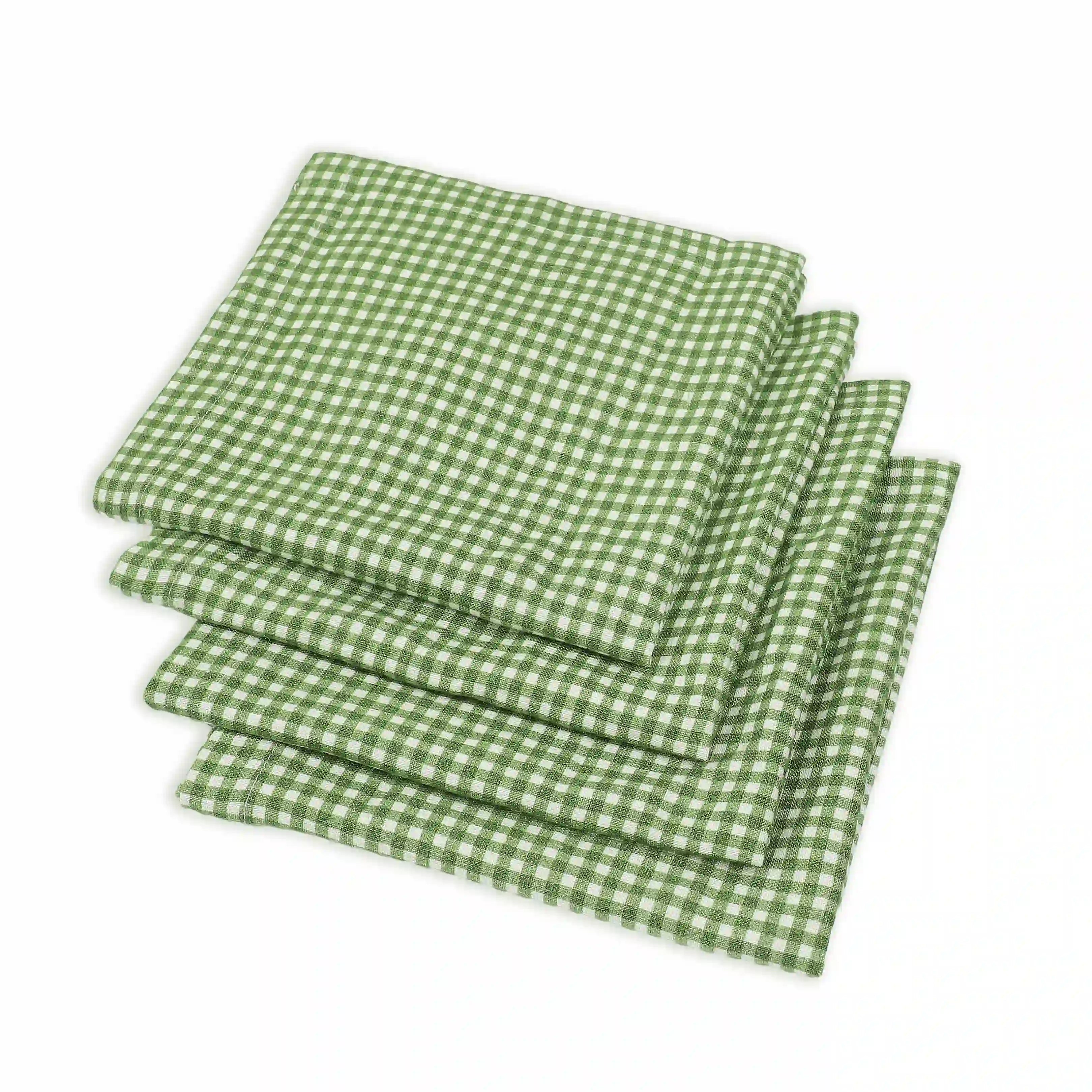 Nonna's Home 100% Cotton Table Napkin Set Small Rosemary Gingham / Pack of 4